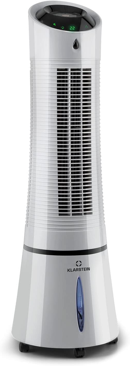 Klarstein 4-in-1: Smart Luftkühler, Ventilator, Luftbefeuchter & Ionisation I 6 L Wassertank, Oszillation, 30 W, 210 m³/h, Timer I Klimagerät ohne Abluftschlauch, Mobiles Klimagerät, Schwarz-Rosegold