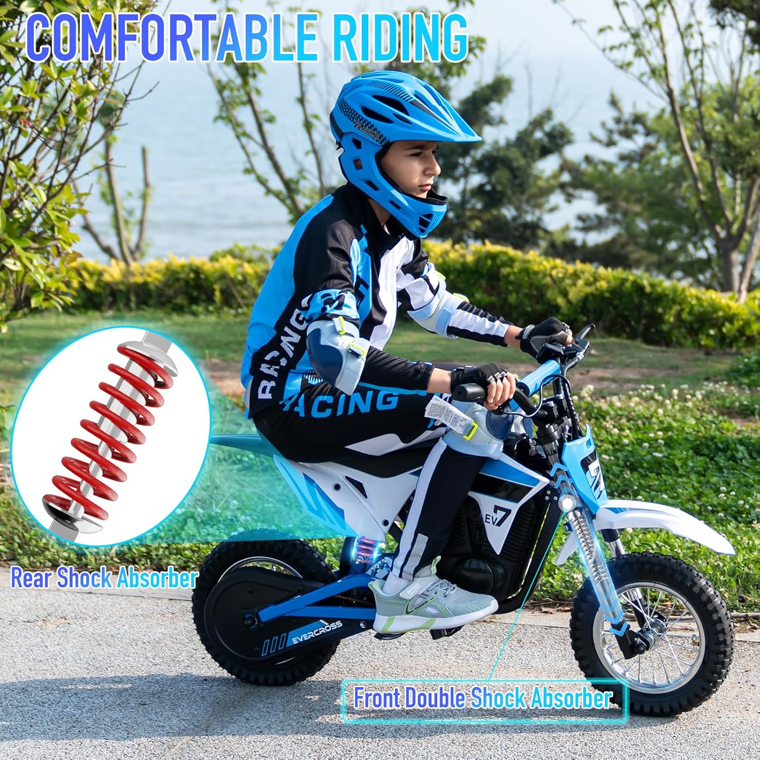 EVERCROSS EV12M Elektro Motorrad Kinder, Elektromotorrad mit 300W Motor, 8/12/25 KMH Geschwindigkeitsmodus, 15KM Lange Reichweite, 12 Zoll Luftreifen, Moto Cross für Kinder von 3–12 Jahren
