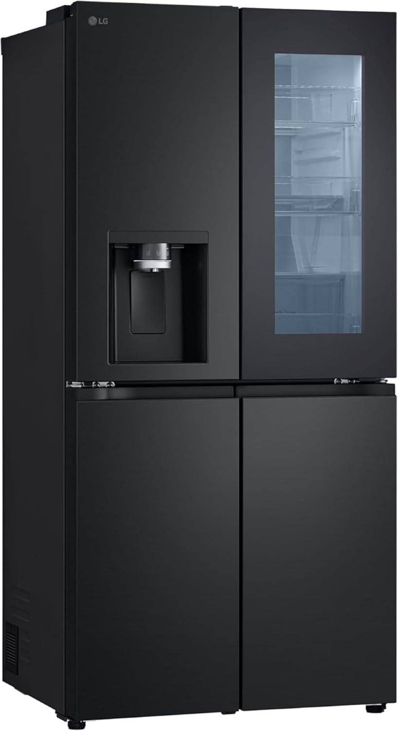 LG GMG861EPAE InstaView SLIM Multi-Door, Klasse E, 508 L, Kühlschrank mit Gefrierfach, Eis-, Crushed Ice- Wasserspender mit UVnano, Total NoFrost, Smart Inverter Kompressor, Wi-Fi, Farbe Matte Black