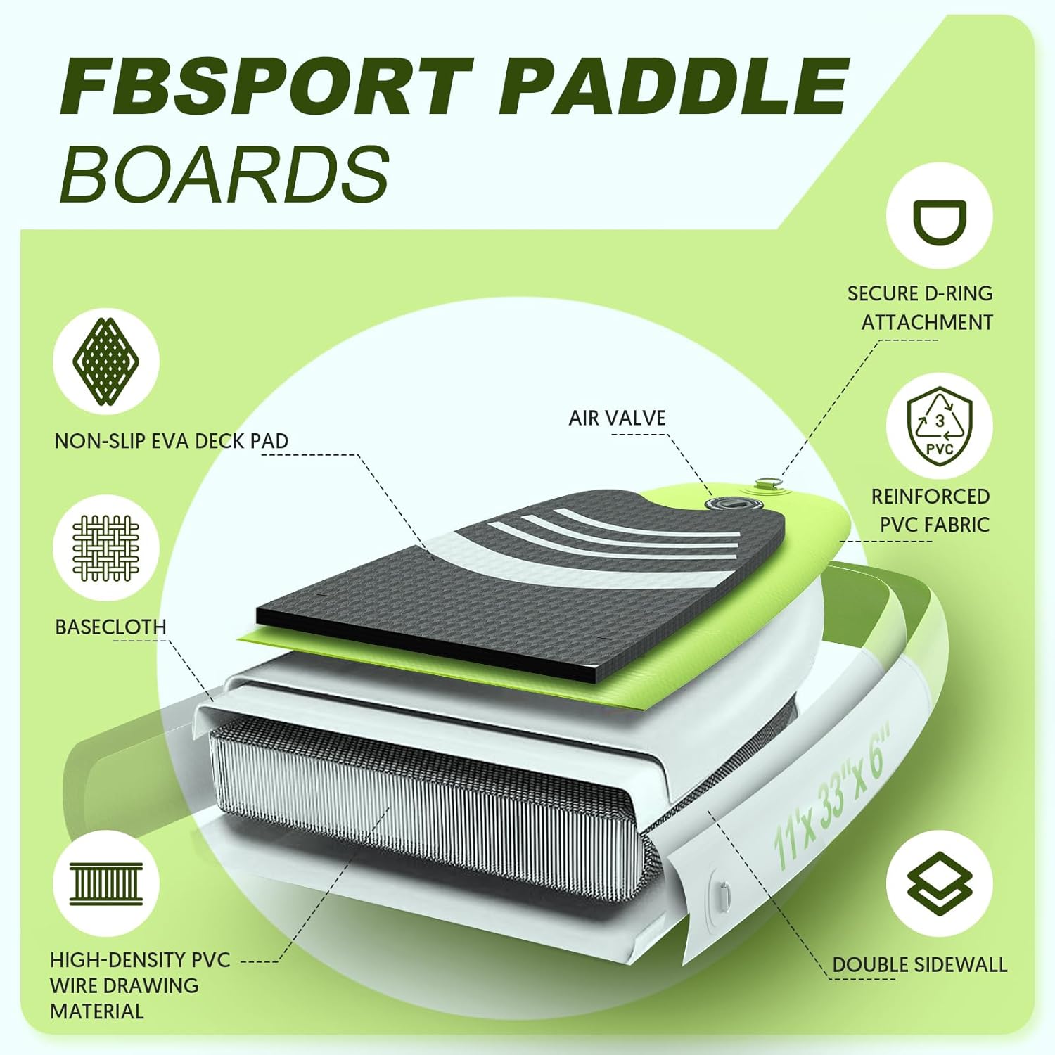 Premium-Stand-Up-Paddle-Board, Yoga-Board mit strapazierfähigem SUP-Zubehör und Tragetasche | Breiter Stand, Surf-Kontrolle, rutschfestes Deck, Leine, Paddel und Pumpe für Jugendliche und Erwachsene