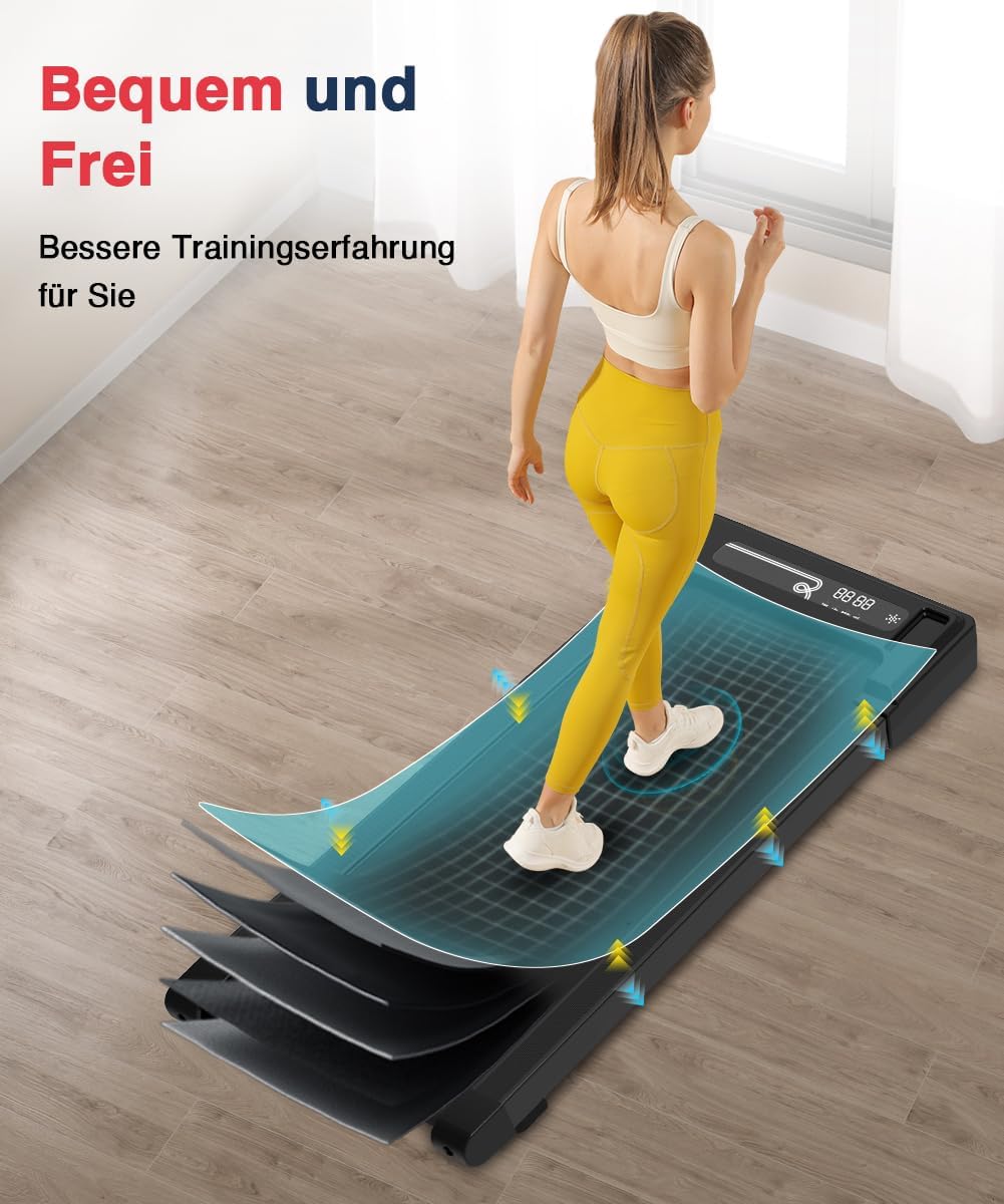 Redliro Walking Pad, Laufband für Zuhause mit Fernbedienung und LED-Anzeige, Kompaktes und leises Laufband Schreibtisch für Zuhause/Büro 1-6km/h