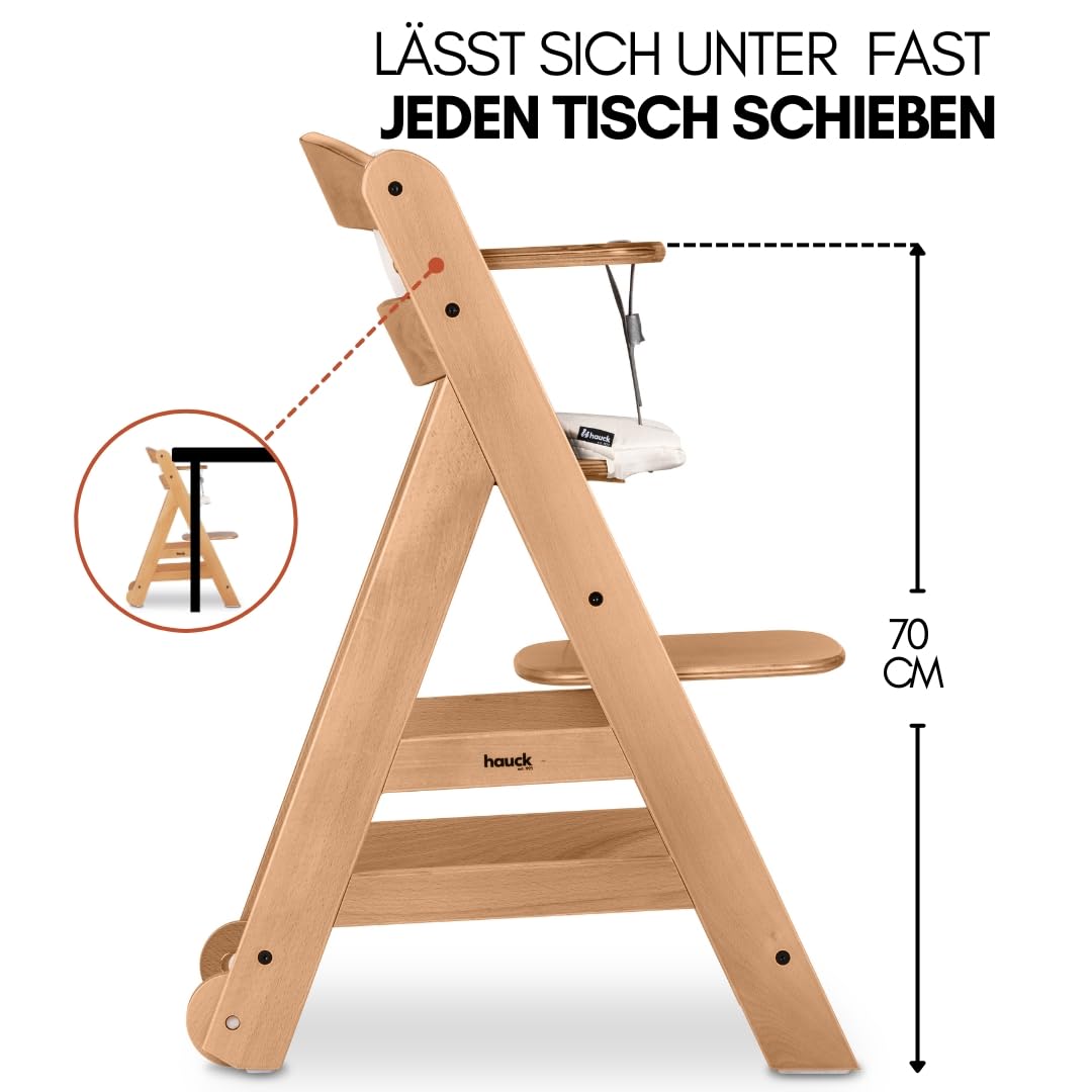 hauck Hochstuhl Beta+ Newborn Set Premium Dark Grey - Babyhochstuhl Set ab Geburt mit Neugeborenen Aufsatz Bouncer, Sitzpolster und Essbrett - Dark Grey