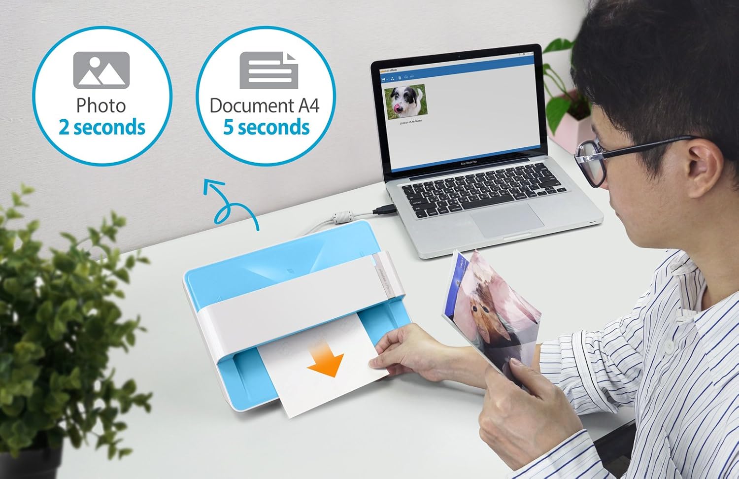 Plustek Foto-Scanner – ePhoto Z300 German Design Award 2018, scannt 4x6 Fotos in 2 s, automatische Ausrichtung und CCD-Sensor. Unterstützt Mac und PC.