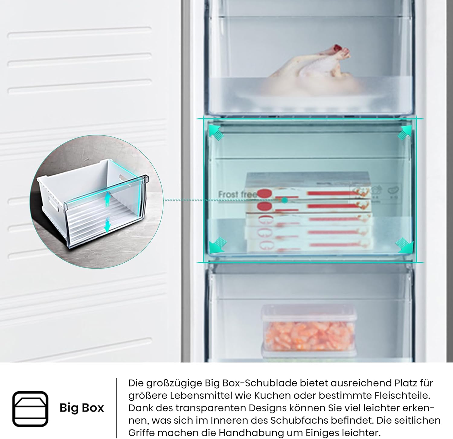 Hisense FV191N4AW2 Gefrierschrank/ TotalNoFrost/ SuperFreeze/ Türalarm/ Multiflow 360°/ BigBox/ 143,4 cm/ Gefrierteil 147 l/ 41 dB/ 205 kWh/Wei