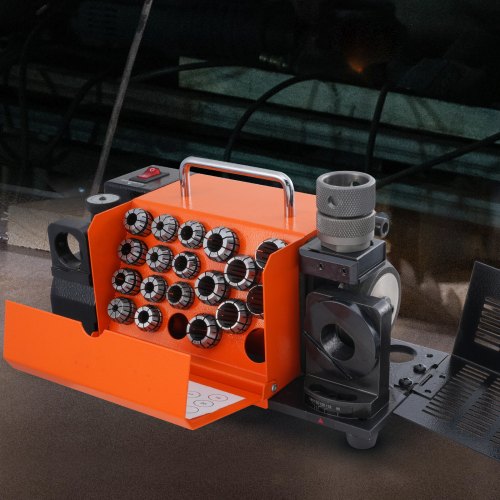 Bohrerschleifgerät 120 W Bohrerschleifmaschine 4500 U/min Schärfstation 45# Stahl Bohrerschärfgerät 95-135° Einstellbarer Spitzenwinkel 18 Spannzangen Geeignet für Bohrerdurchmesser φ3–20 mm