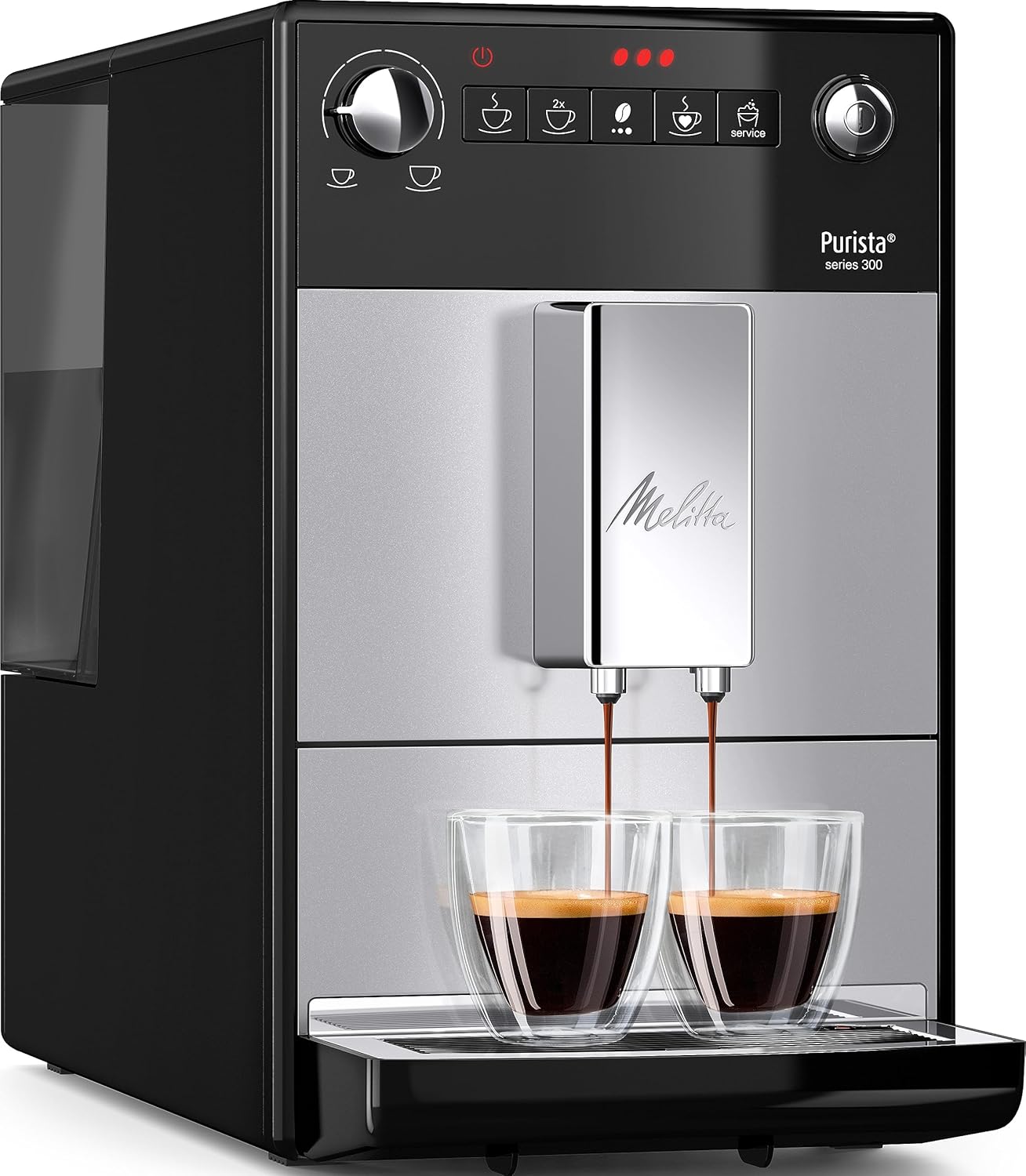 Melitta Purista - Kaffeevollautomat mit Lieblingskaffee-Funktion, Kaffeemaschine mit Mahlwerk und 3-stufig einstellbarer Kaffeestärke, für Kaffee und Espresso, schwarz