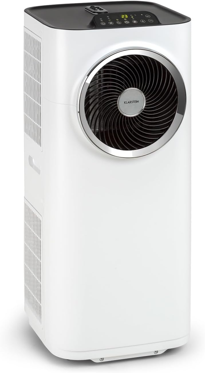 Klarstein Mobile Klimaanlage mit Abluftschlauch, 5-in-1 Klimagerät, Ventilator, Luftentfeuchter, Luftreiniger & Nachtmodus, App-Steuerung, Kleine & Portable, für Wohnung & Büro, 12000 BTU