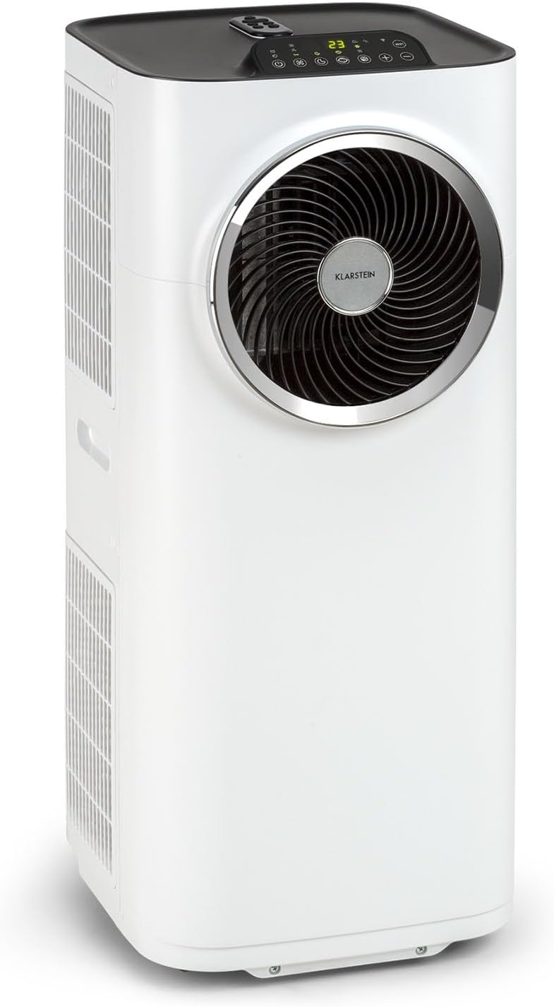 Klarstein Mobile Klimaanlage mit Abluftschlauch, 5-in-1 Klimagerät, Ventilator, Luftentfeuchter, Luftreiniger & Nachtmodus, App-Steuerung, Kleine & Portable, für Wohnung & Büro, 12000 BTU