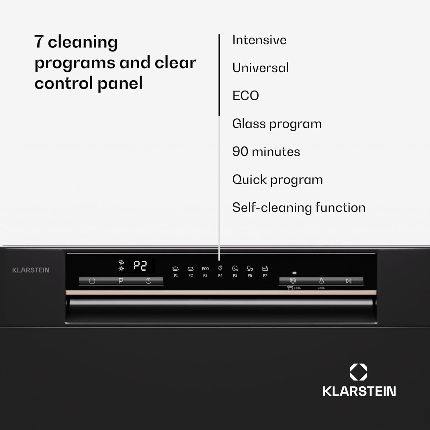 Klarstein ia 8 - Spülmaschine, Geschirrspüler, Freistehend, Teilintegriert, F, 55 cm breit, 8 Maßgedecke, 6 Programme, Aquastop, silber