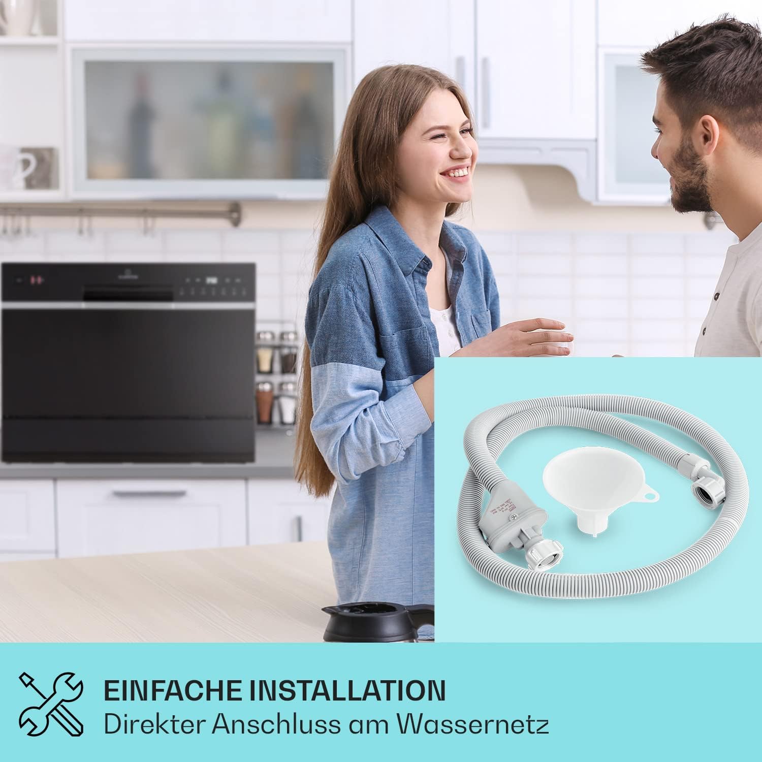 Klarstein ia 8 - Spülmaschine, Geschirrspüler, Freistehend, Teilintegriert, F, 55 cm breit, 8 Maßgedecke, 6 Programme, Aquastop, silber