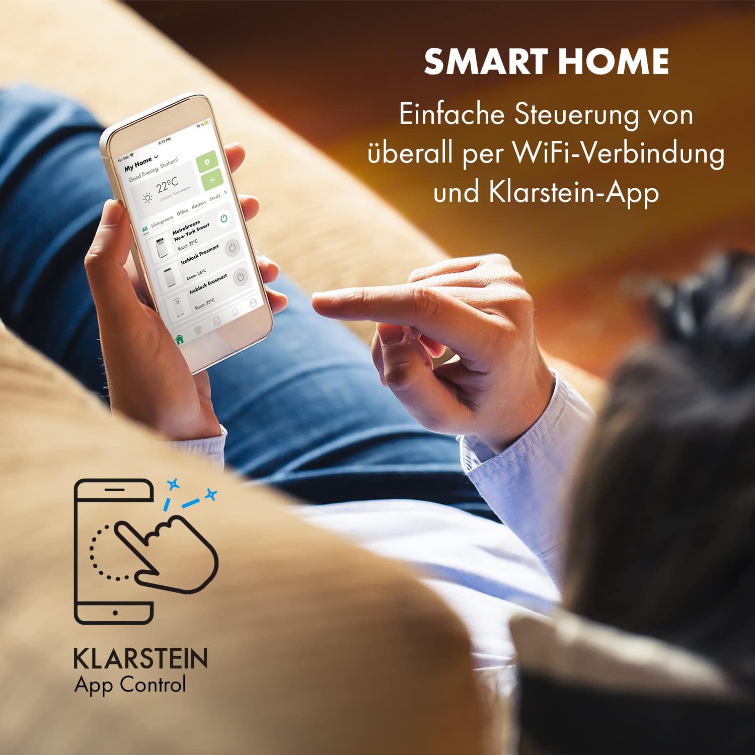 Klarstein Mobile Klimaanlage mit Abluftschlauch, 4-in-1 Klimagerät mit Ventilator, Luftentfeuchter & Nachtmodus, Kleine & Portable Klimaanlage für Wohnung & Büro, Niedriger Verbrauch, 9000 BTU