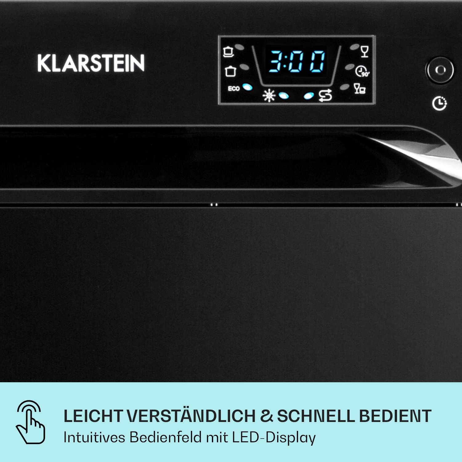 Klarstein ia 8 - Spülmaschine, Geschirrspüler, Freistehend, Teilintegriert, F, 55 cm breit, 8 Maßgedecke, 6 Programme, Aquastop, silber