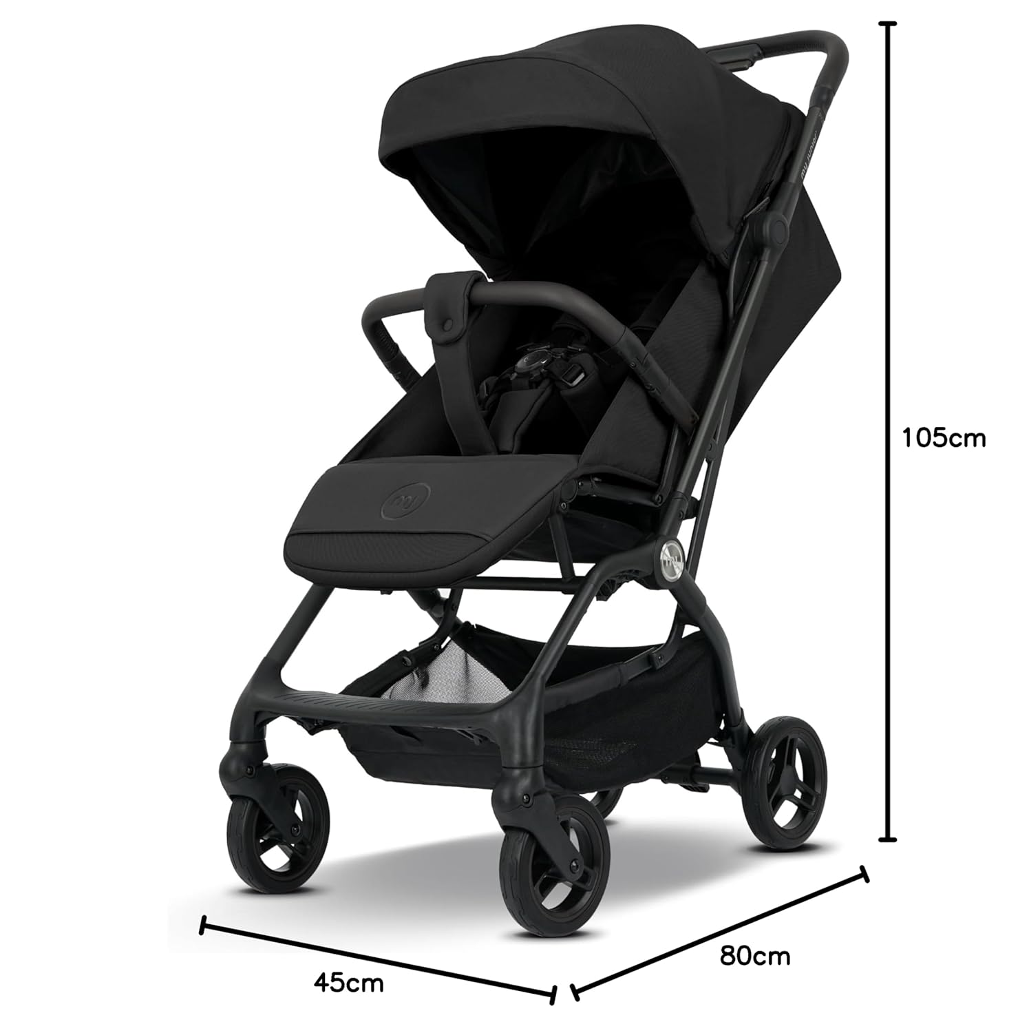 my junior Buggy PICO³ | bis 22kg | Einhand AutoFold-Klappmechanismus | Ergonomische Liegeposition nach IGR e.V. | großes Sonnenverdeck UV50+ | Handgepäckmaß | 2 Belüftungsfenster Hazel - Black
