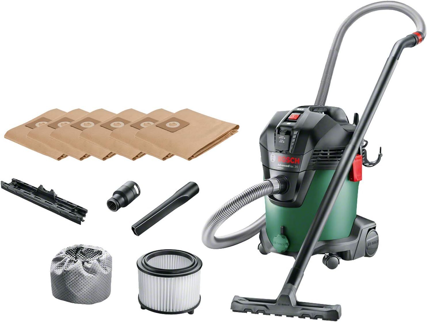 Bosch Nass- und Trocken Staubsauger AdvancedVac 20 (1200 Watt, 20 Liter Behltervolumen, in Karton)