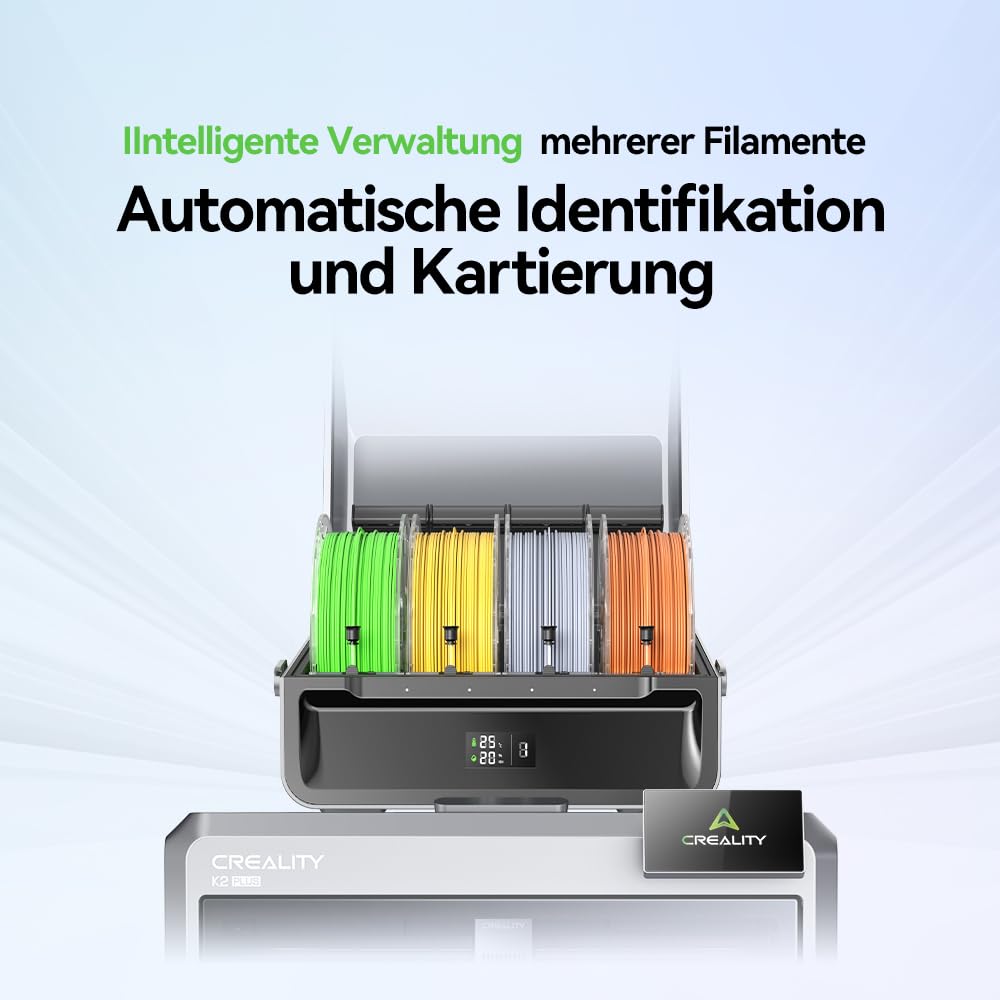 Creality K2 Plus Combo 3D-Drucker, 16-Farben Multimaterial-Druck, 350³mm XXL-Bauraum, Servo-Direktantrieb, Dual-KI-Kameras, Ultra-Leise <45dB, Aktive Heizkammer, RFID/WLAN (Industrie 4.0)