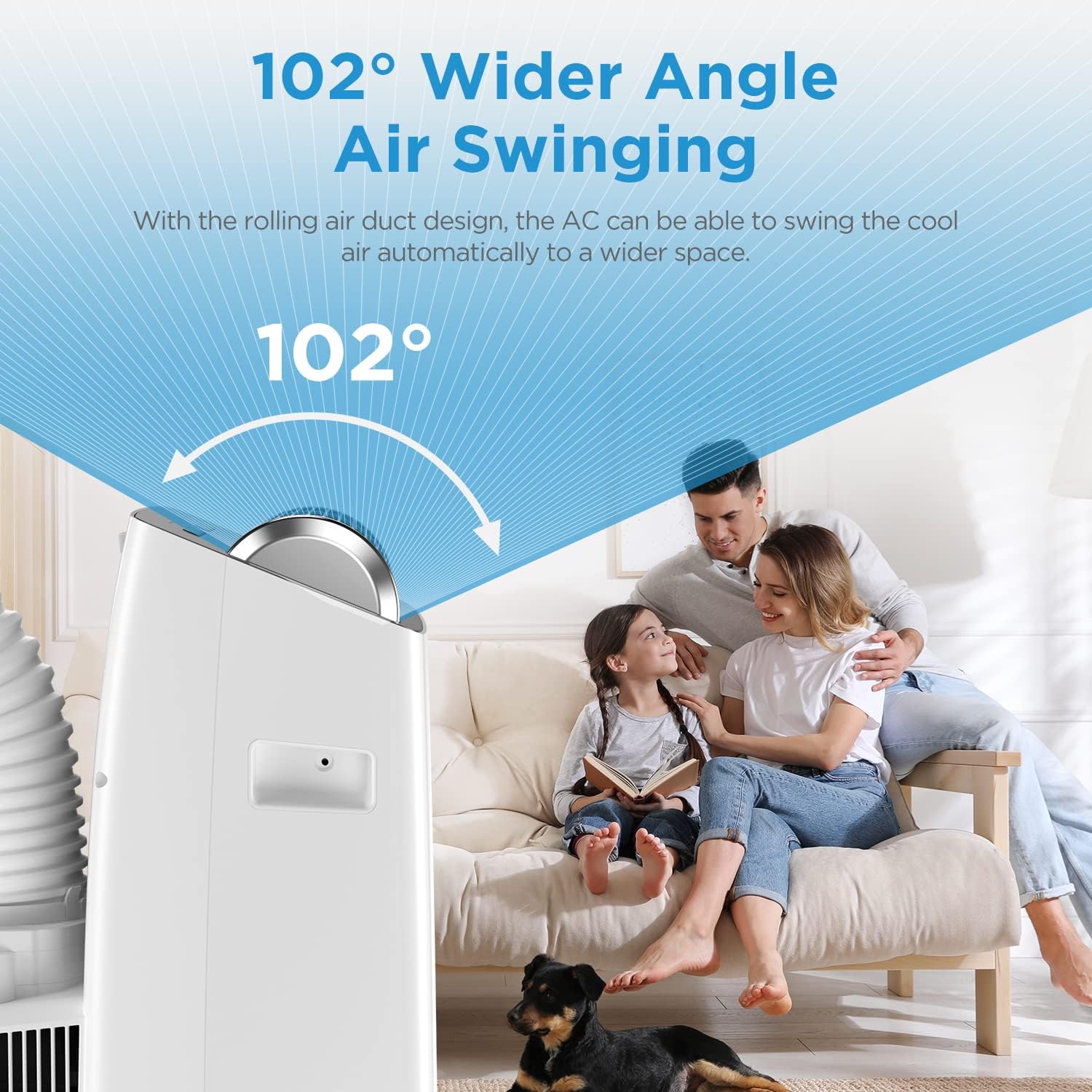 Midea Mobiles Klimagerät Silent Cool 26 Pro WF, 9000 BTU 2,6kW, Kühlen&Ventilieren&Entfeuchten, Raumgröße bis 88m³(33㎡), APP-Steuerung/Alexa/Google Home/IFTTT, Mobile Klimaanlage mit Abluftschlauch