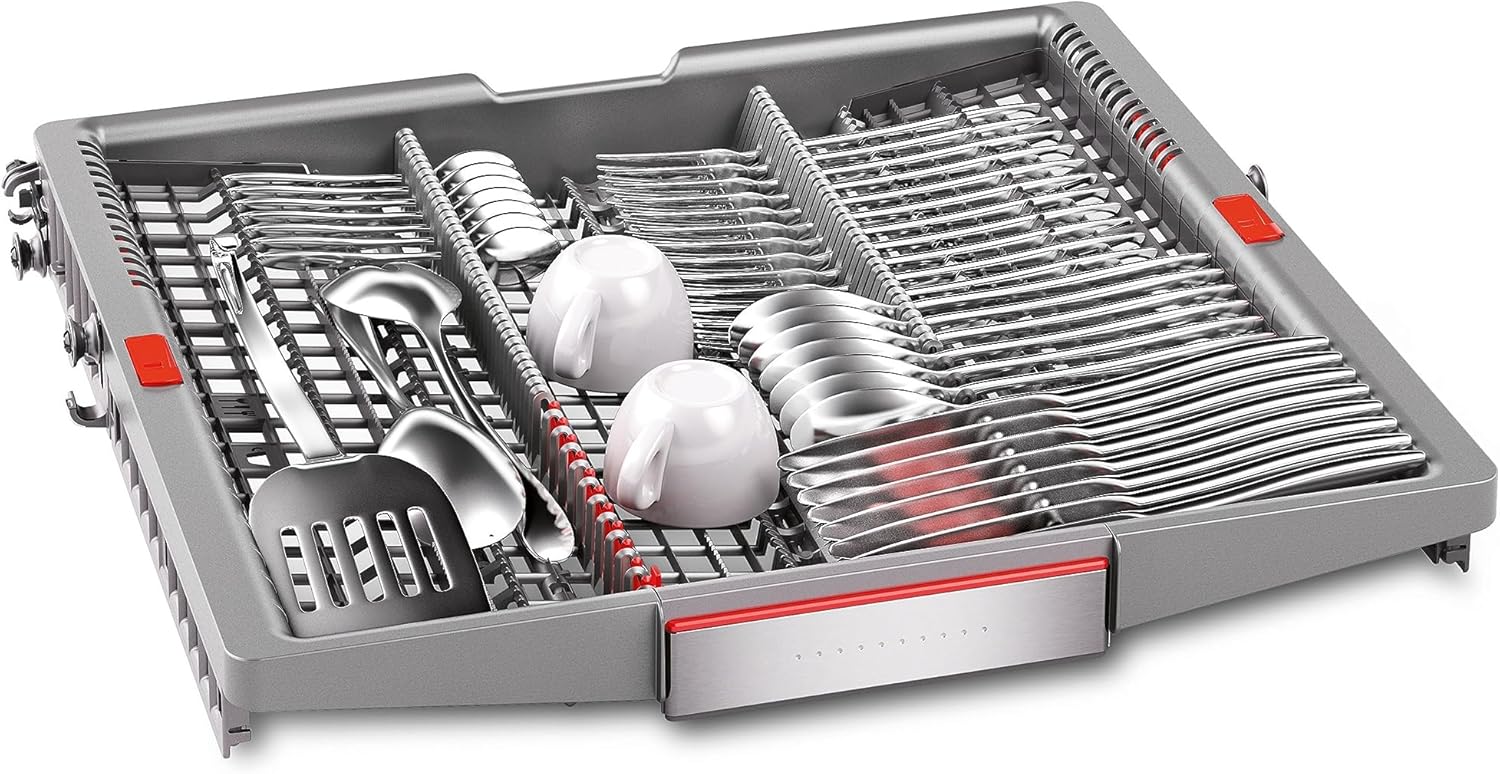 Bosch SMV4ETX08E, Serie 4, Smarter Geschirrspüler Vollintegriert 60 cm, Besteckkorb, Spülmaschine mit Programmassistent, besonders Leise, Rackmatic, Automatische Türöffnung, InfoLight, AquaStop