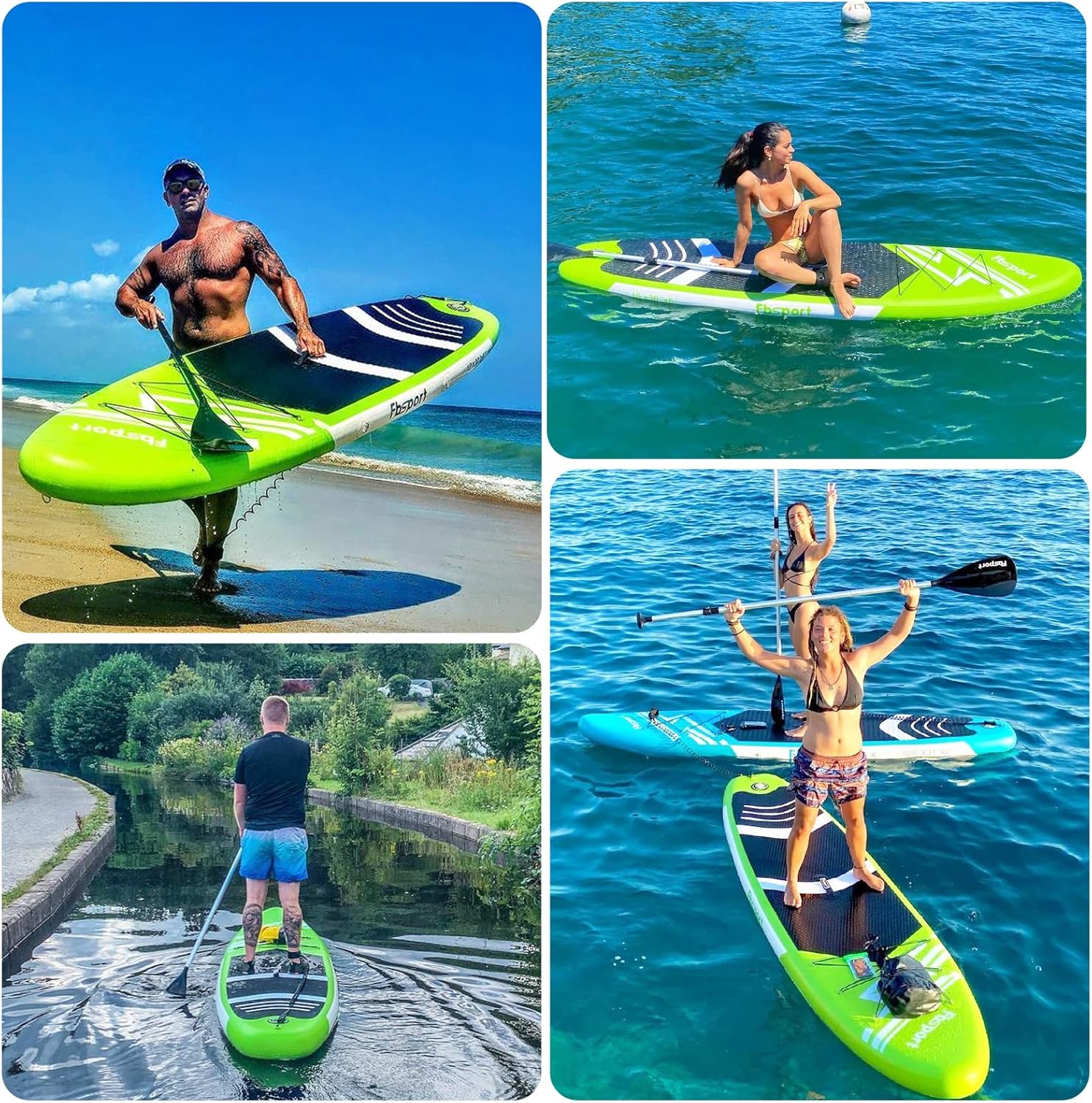 Premium-Stand-Up-Paddle-Board, Yoga-Board mit strapazierfähigem SUP-Zubehör und Tragetasche | Breiter Stand, Surf-Kontrolle, rutschfestes Deck, Leine, Paddel und Pumpe für Jugendliche und Erwachsene