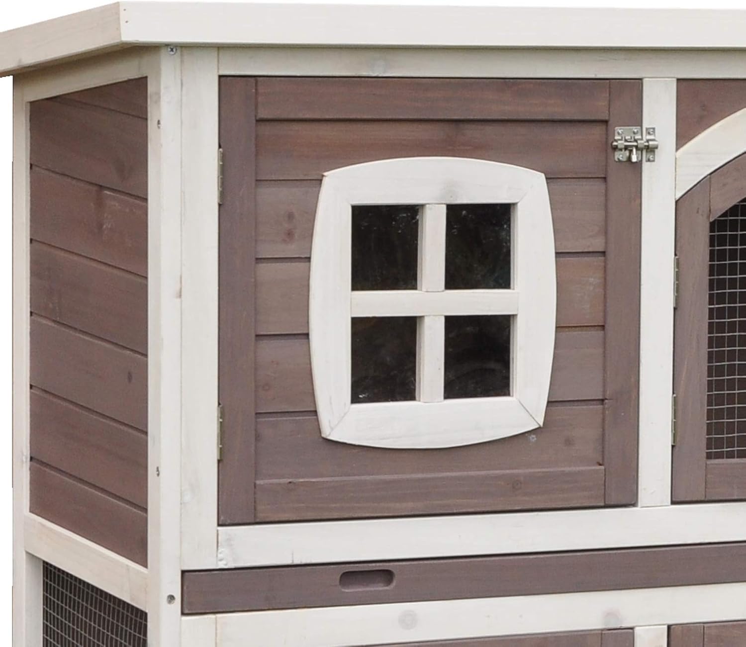 nanook Murmel XXL Doppel Kaninchenstall Hasenstall - doppelstöckig - wetterfest - 211 x 52 x 107 - Farbe: Taupe/Weiss - extra großes Kaninchengehege