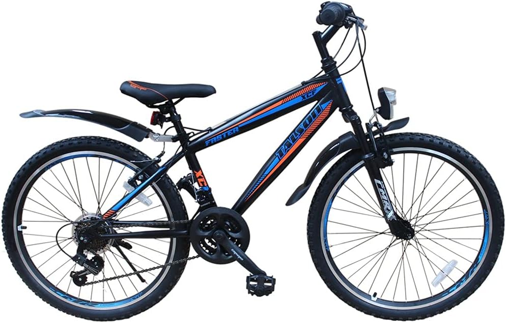 Talson 24 Zoll Mountainbike Fahrrad MIT GABELFEDERUNG & Beleuchtung 21-Gang Faster BBO