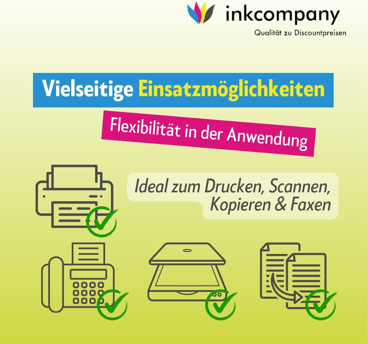 IC-Office TR7650 Farbtintenstrahl Multifunktionsdrucker 4-in-1 (Drucken, Kopieren, Scannen, Faxen, ADF, WLAN, AirPrint) schwarz + 10 XXL Tintenpatronen