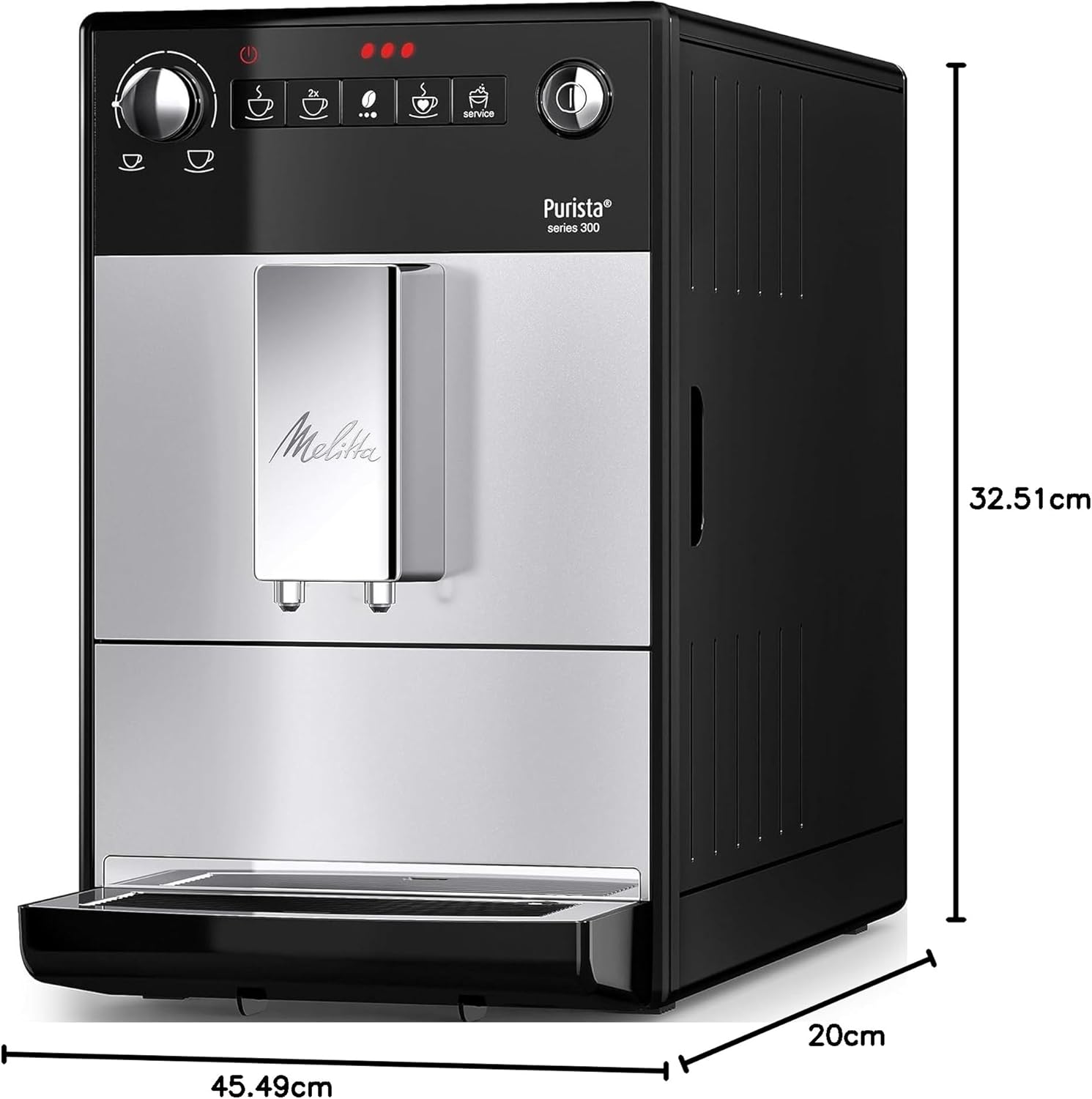 Melitta Purista - Kaffeevollautomat mit Lieblingskaffee-Funktion, Kaffeemaschine mit Mahlwerk und 3-stufig einstellbarer Kaffeestärke, für Kaffee und Espresso, schwarz