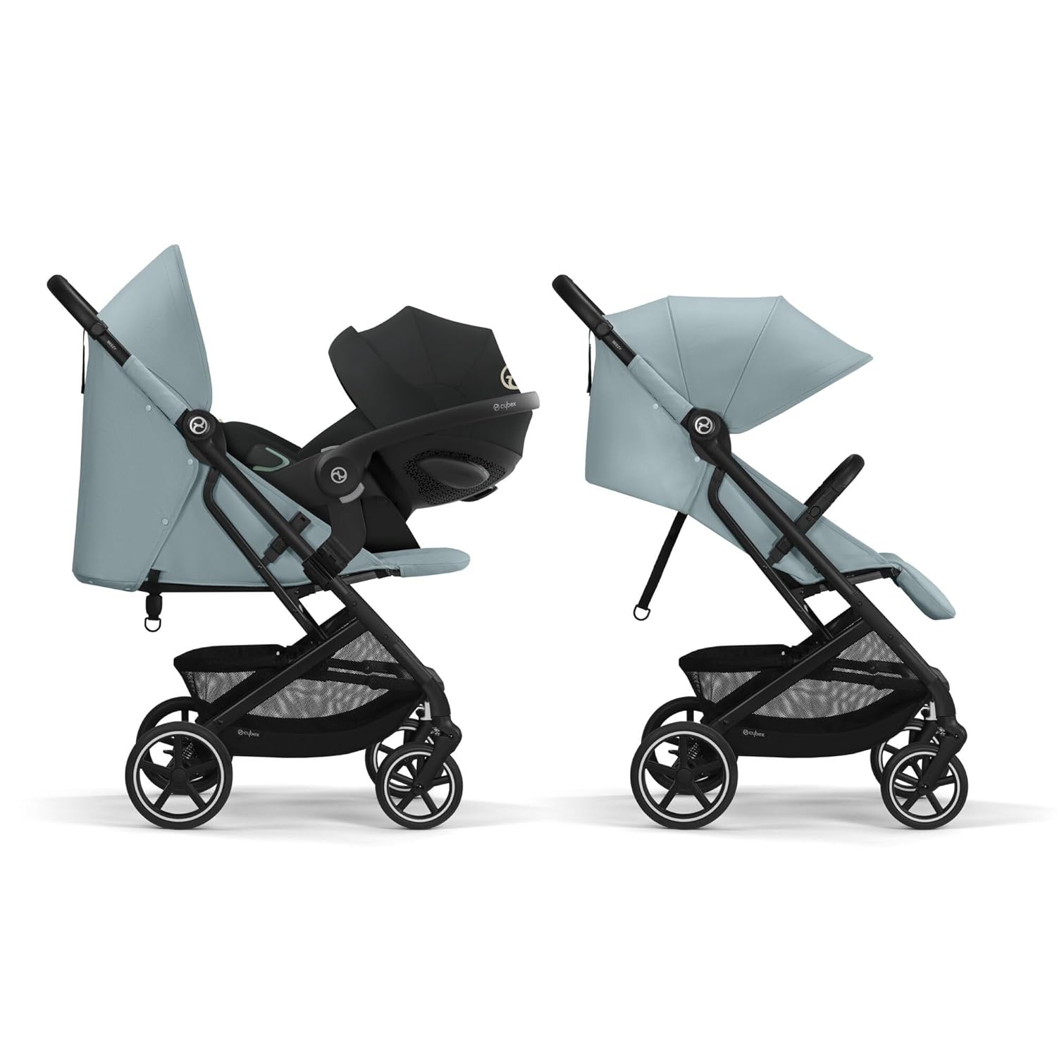 Cybex Gold Kinderwagen Beezy mit One-Pull Harness, Ab Geburt bis ca. 4 Jahre (max. 22 kg), Kompakt und ergonomisch, Almond Beige (Beige mit schwarzem Rahmen)