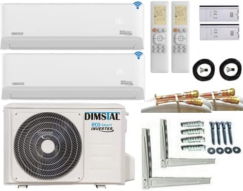 2x 9000 BTU Quick-Connect ECO Smart Inverter 2x 2,6kW MultiSplit Klimaanlage Sehr Leise mit Self Clean/WiFi/App/Super Ioniser/Follow Me Komplett Set inkl. Leitungen & Heizfunktion