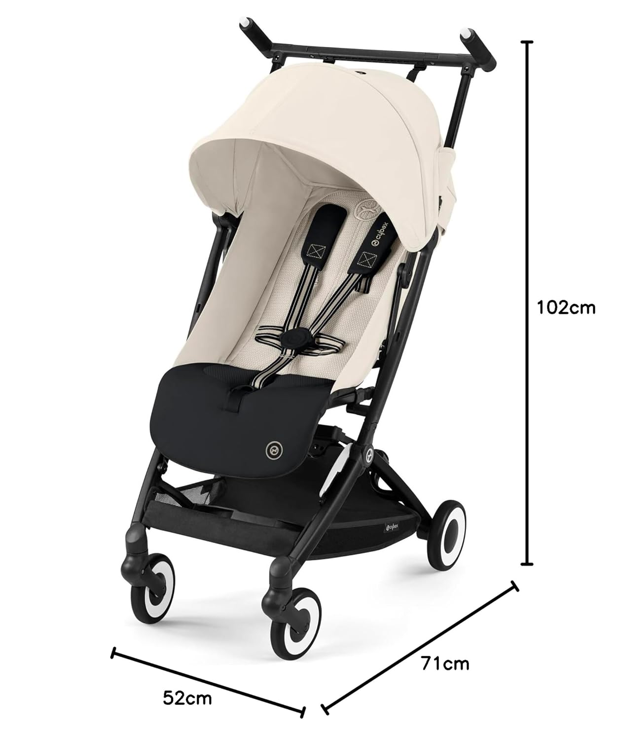 CYBEX Gold Kinderwagen Libelle mit One-Pull Harness, Von ca. 6 Monaten bis ca. 4 Jahre (max. 22 kg), Ultraleicht (nur 6 kg), Almond Beige (Beige mit taupefarbenem Rahmen)