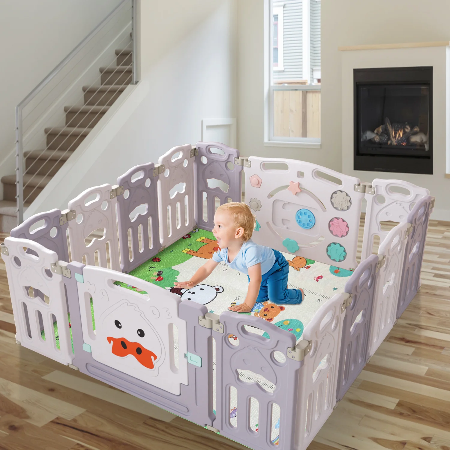 Sonnewelt Laufgitter Faltbares baby mit Krabbelmatte