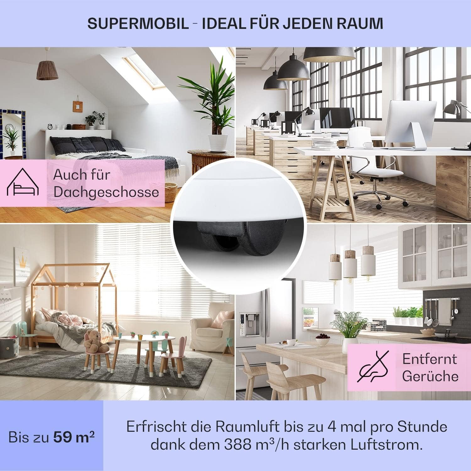 Klarstein Mobile Klimaanlage mit Abluftschlauch, 5-in-1 Klimagerät, Ventilator, Luftentfeuchter, Luftreiniger & Nachtmodus, App-Steuerung, Kleine & Portable, für Wohnung & Büro, 12000 BTU