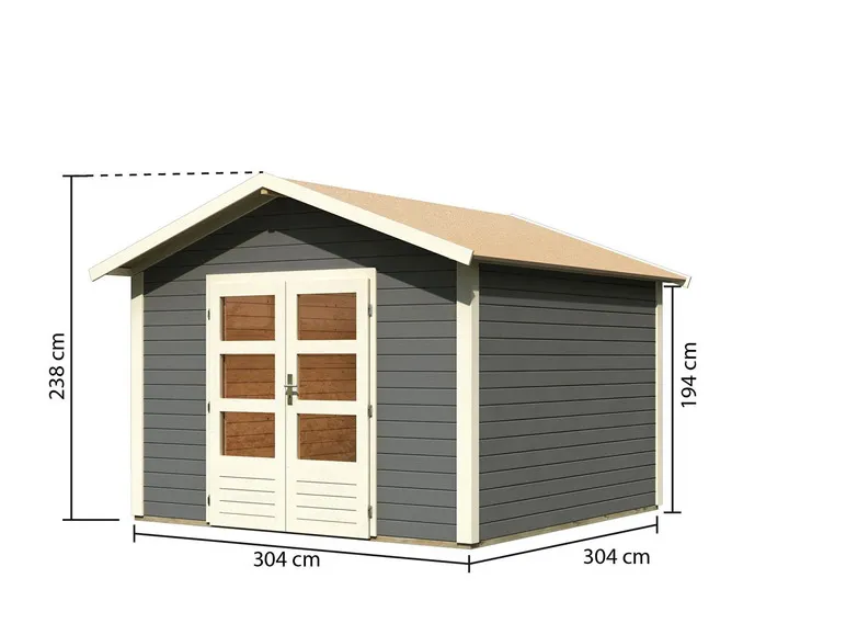 Karibu Gartenhaus »Carlos«, Satteldach, Witterungsschutz, Tür mit 3 Lichtausschnitten