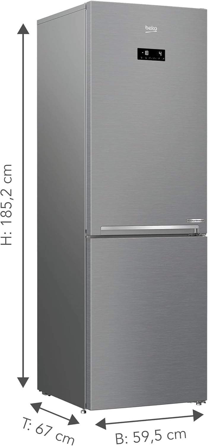 Beko RCNE366E70ZXBRN bPRO700 freistehende Kühl-/Gefrierkombination, großer Kühlschrank, 323 l Gesamtrauminhalt, HarvestFresh, NoFrost, leise, SmoothFit, 0°C-Zone, Dark Inox