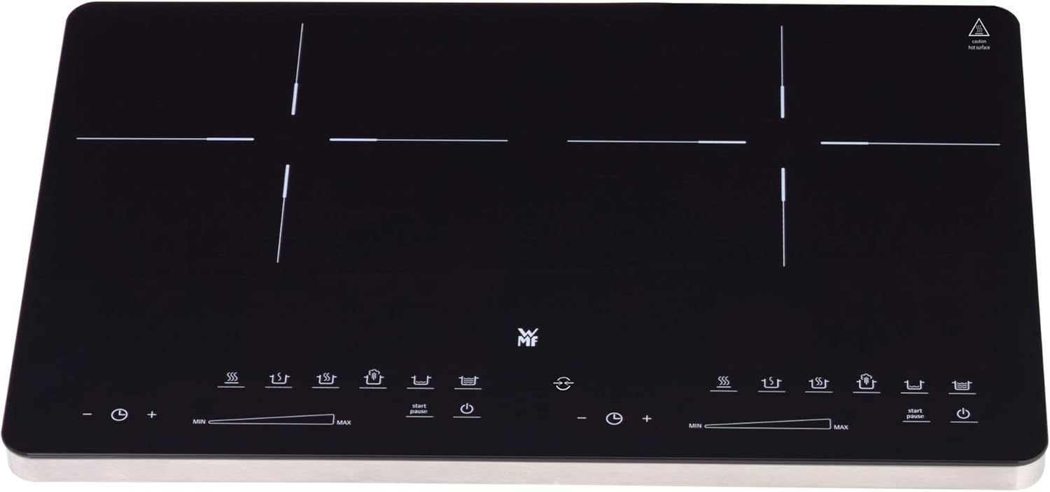 WMF Kult X Doppel- Induktionskochfeld 2 Platten, Kochplatte bis 28 cm, 2 Kochzonen, 8 Stufen, Topferkennung,Touch-Display, Glaskeramik, Timer-Funktion, 3500 W