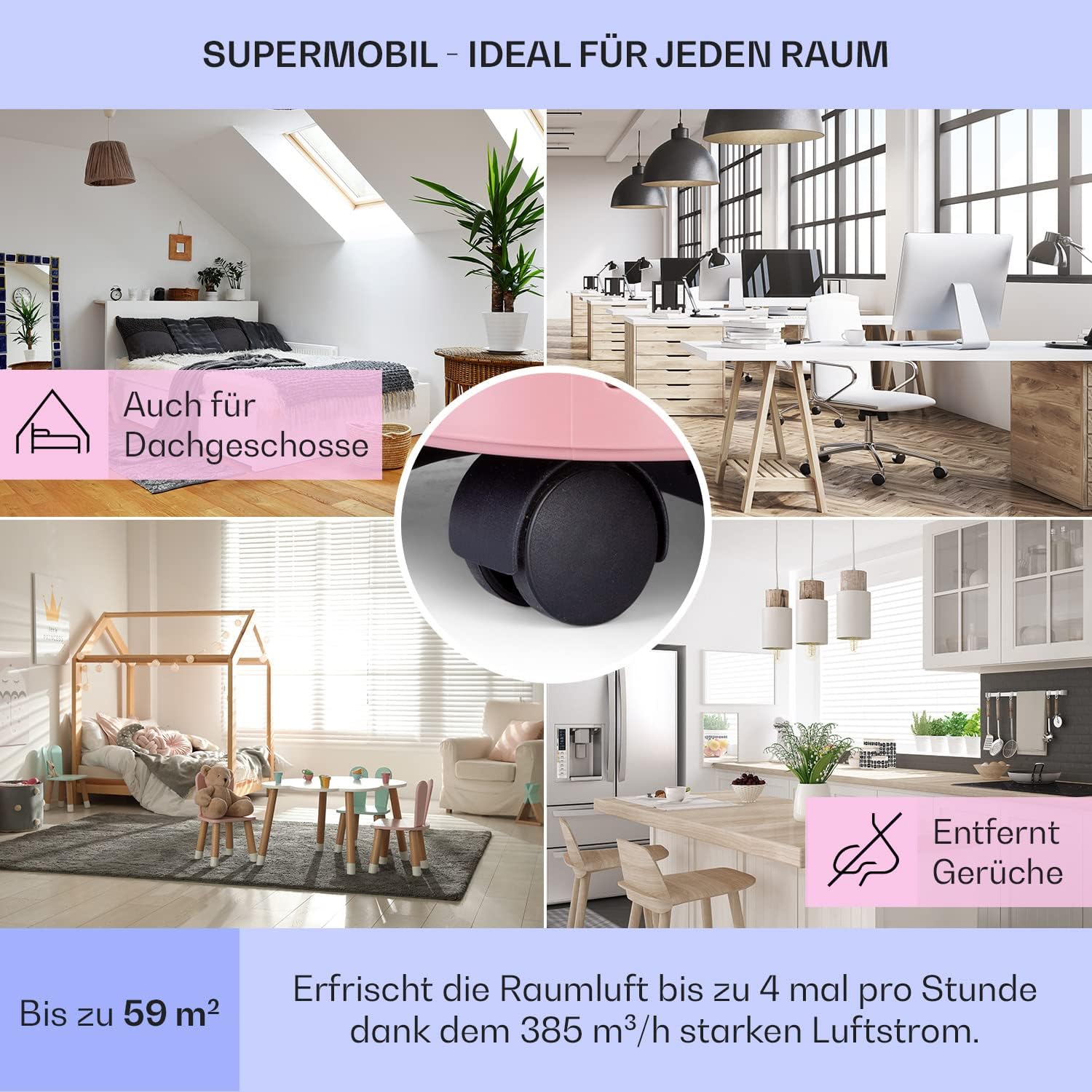 Klarstein Mobile Klimaanlage mit Abluftschlauch, 5-in-1 Klimagerät, Ventilator, Luftentfeuchter, Luftreiniger & Nachtmodus, App-Steuerung, Kleine & Portable, für Wohnung & Büro, 12000 BTU