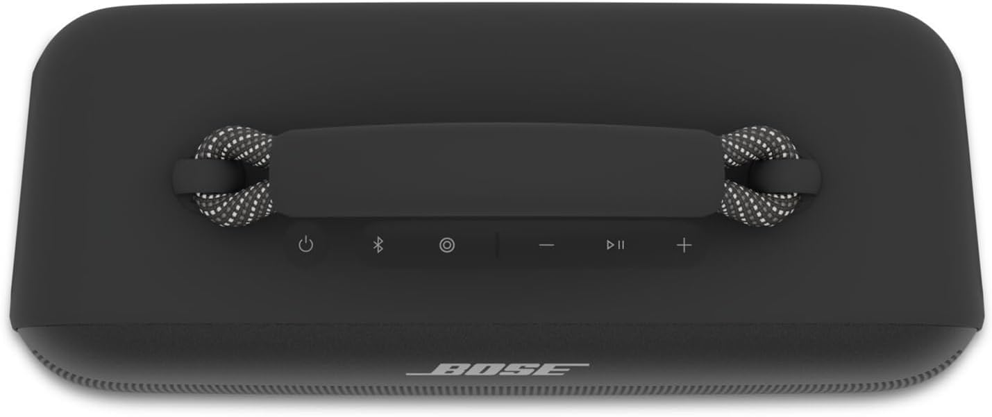 Bose Tragbarer SoundLink Max Lautsprecher, großer, wasserdichter Bluetooth-Lautsprecher, bis zu 20 Stunden Akkulaufzeit, USB-C, integrierter 3,5 mm AUX-Eingang, Schwarz
