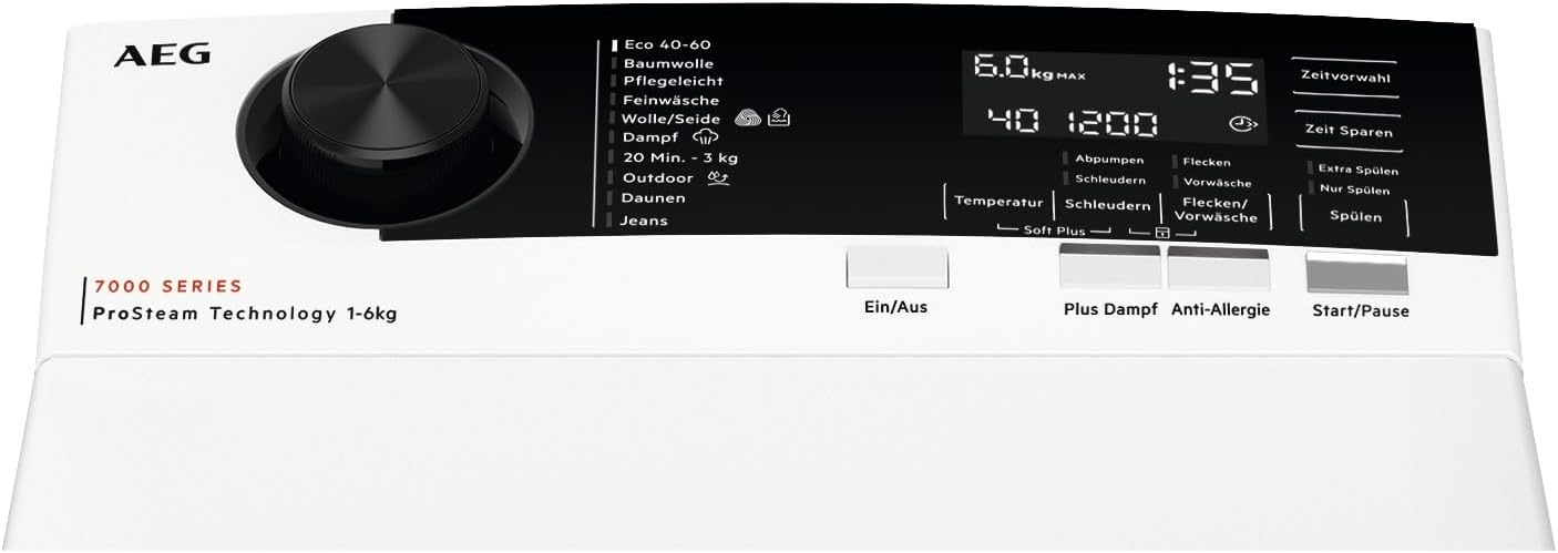 AEG LTR7A71370 Waschmaschine Toplader / Serie 7000 mit ProSteam / ProSteam - Auffrischfunktion / 7,0 kg / Leise / Mengenautomatik / Nachlegefunktion / Wasserstopp / 1300 U/min