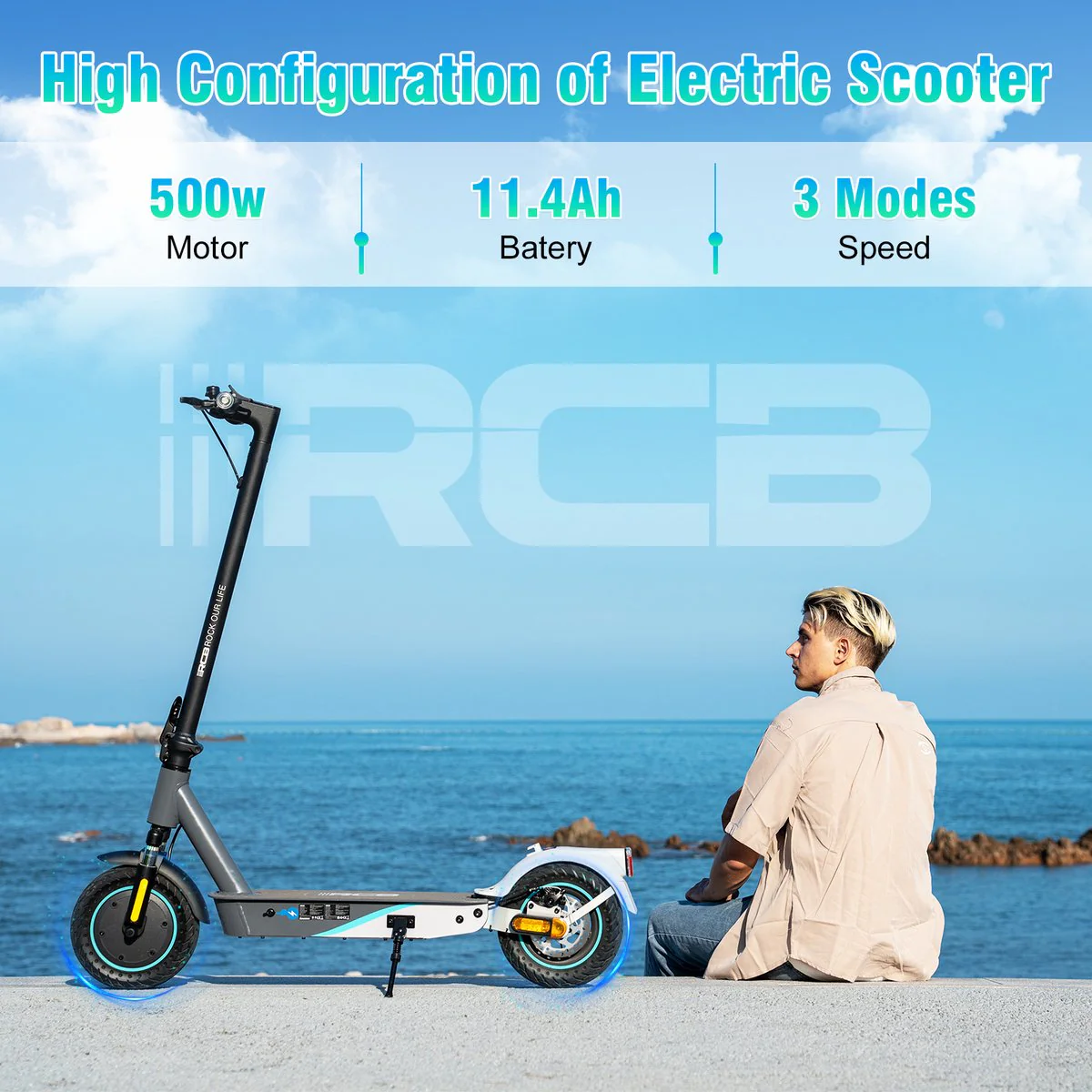 RCB EV10K Pro ABE E-Scooter mit 400W Motor, 35 km Reichweite, 10-Zoll-Honeycomb-Reifen und IP54 Schutz