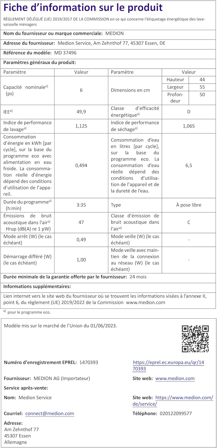 MEDION Tischgeschirrspüler DWT60 (6 Gedecke Fassungsvermögen, 7 Programme, ECO Programm, ca. 6,5 Liter Verbrauch, AquaStop, LED Display, Kindersicherung, MD37496) silber