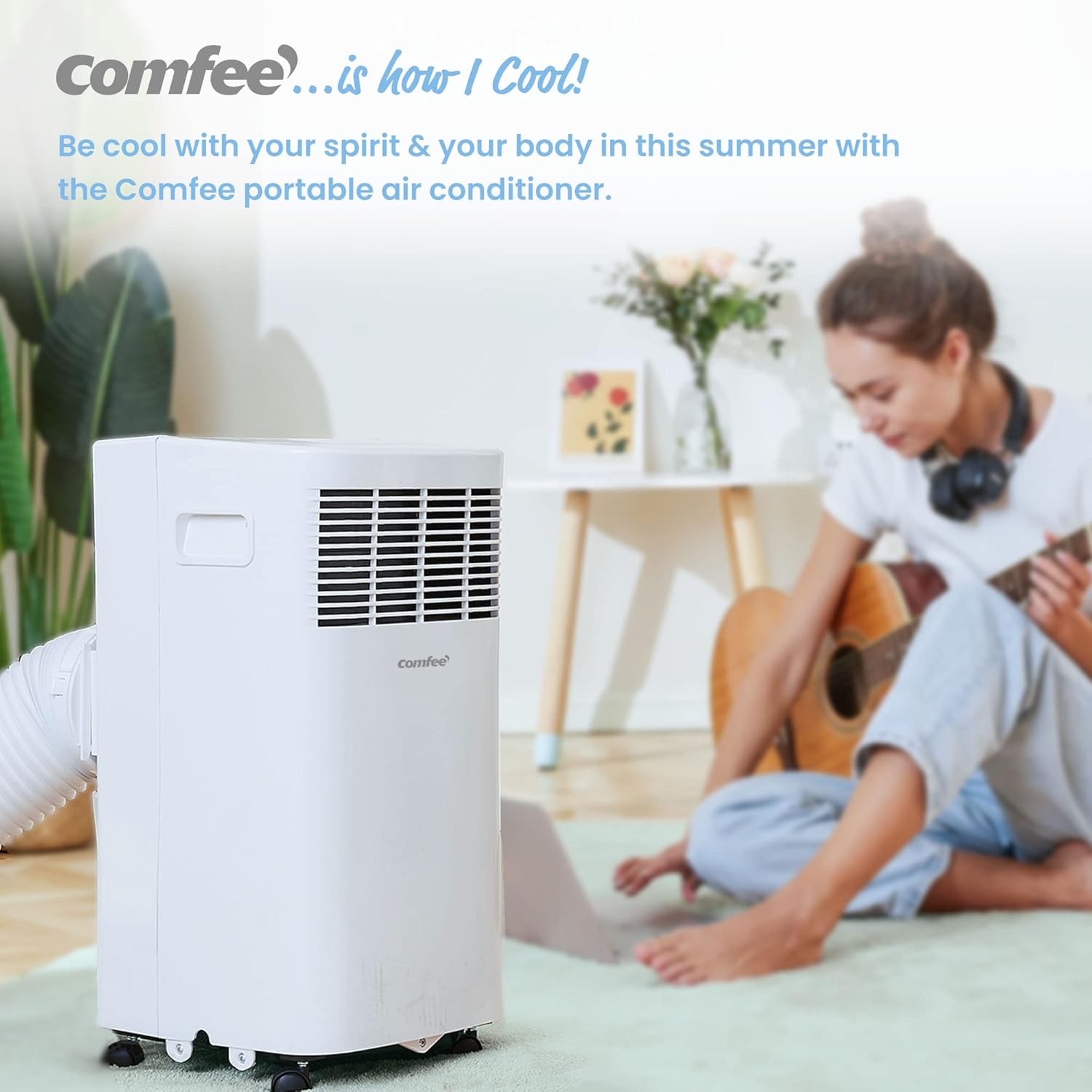 Comfee Mobiles Klimagerät Breezy Cool Pro 2.6,9000 BTU 2,6kW, Kühlen&Ventilieren&Entfeuchten,APP-Steuerung,Raumgröße bis 88m³(33㎡),Mobile Klimaanlage mit Abluftschlauch