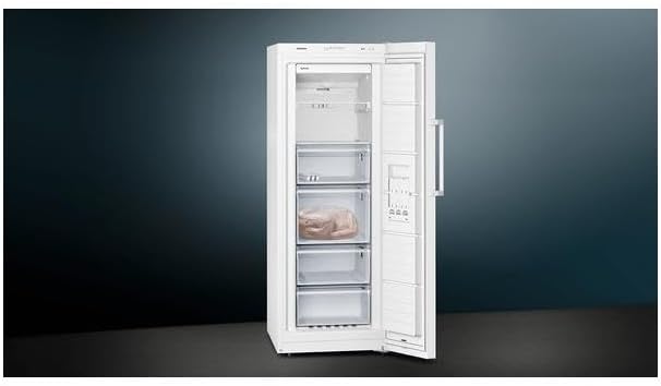 Siemens GS54NAWCV iQ500 Gefrierschrank, 176 x 70 cm, 327 L, noFrost nie wieder abtauen, bigBox Platz für großes Gefriergut, varioZone flexible Glas-und Schubladen, Weiß