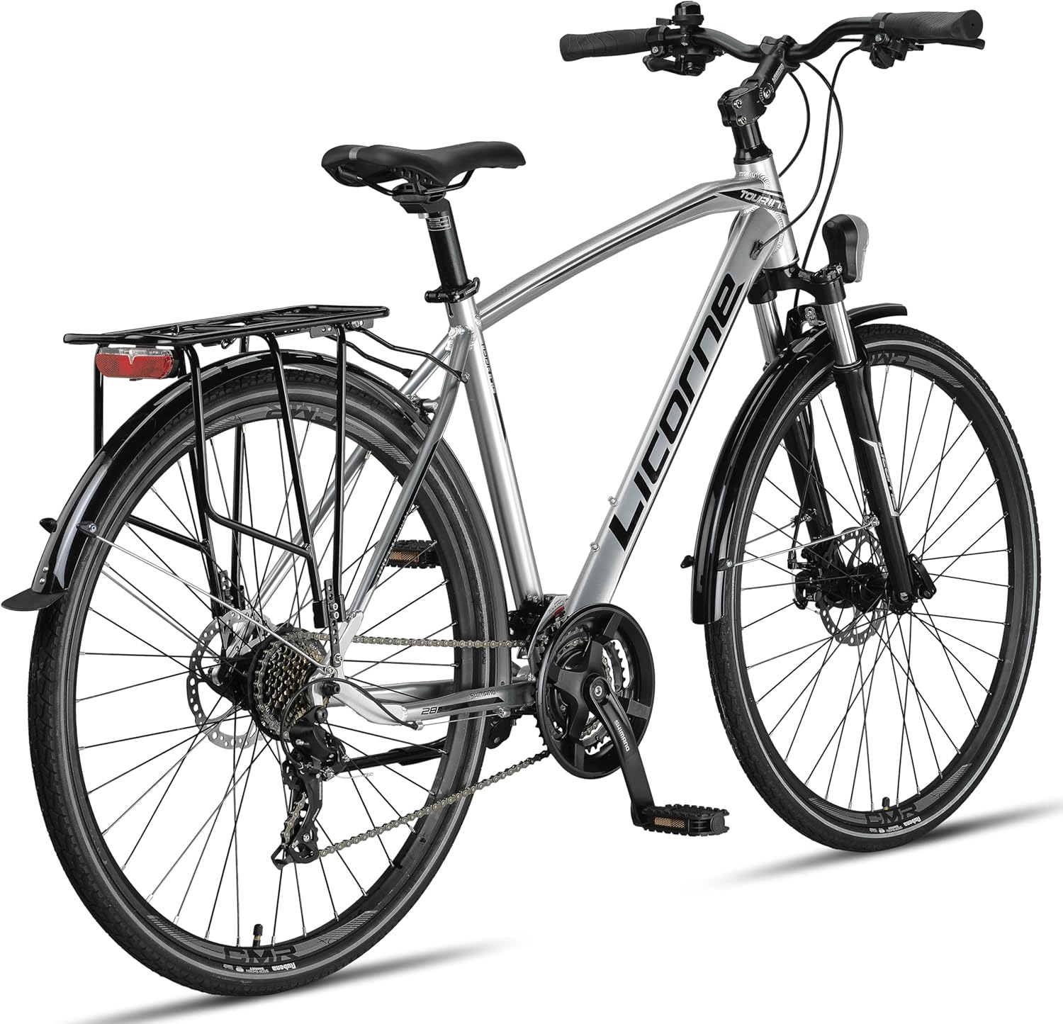 Licorne Bike Premium Touring Trekking Bike in 28 Zoll Aluminium Scheibenbremse Fahrrad für Jungen, Mädchen, Damen und Herren - 21 Gang-Schaltung - Mountainbike - Crossbike