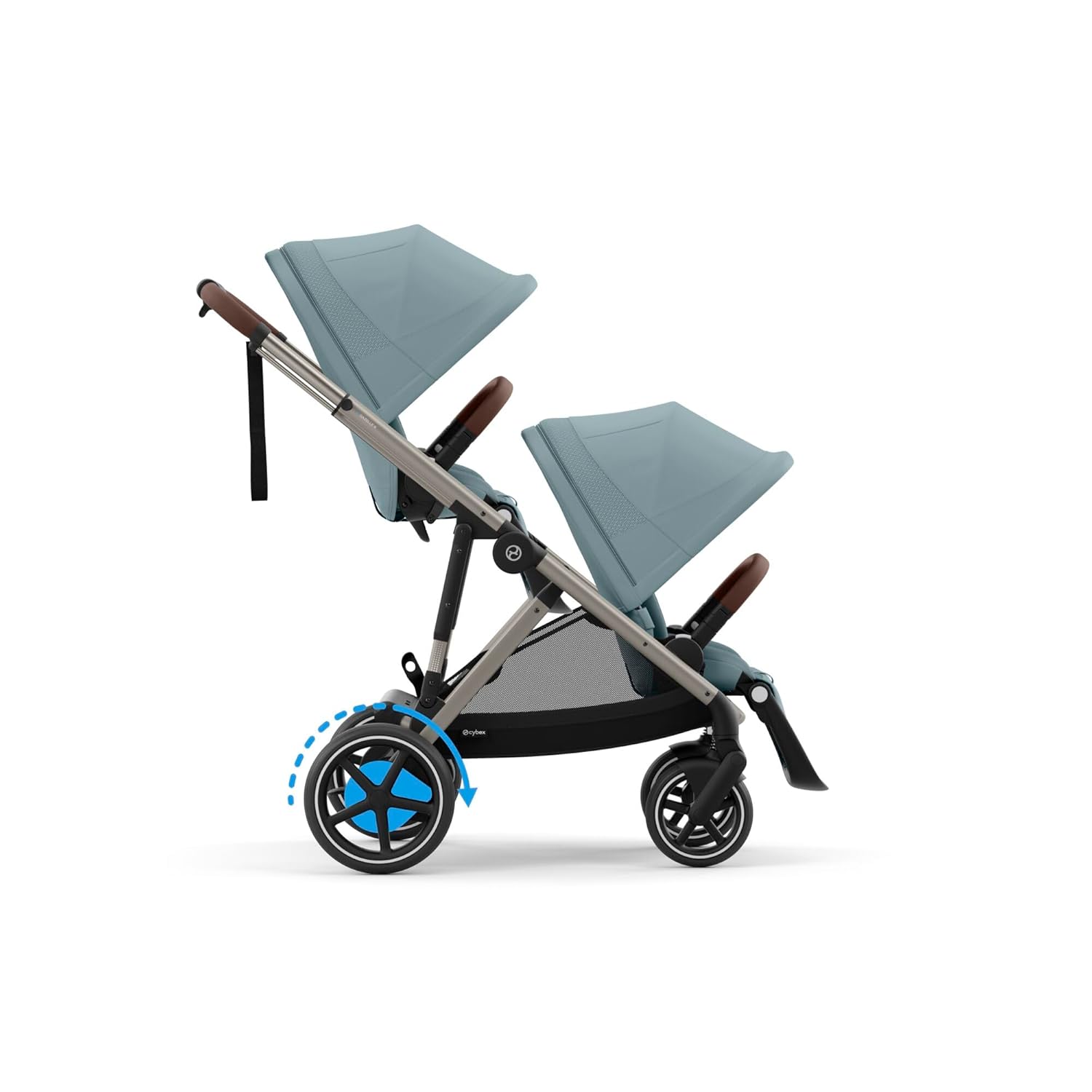 CYBEX Gold Kinderwagen e-GAZELLE S, Ab Geburt bis ca. 4 Jahre, Max. 22 kg (Single-Modus) / 2x 22 kg (Duo-Modus), All-in-1-System mit E-Antrieb und 20+ Konfigurationen, Moon Black