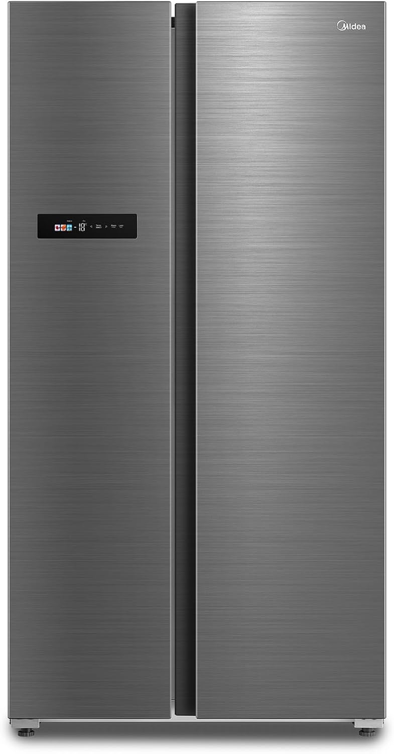 Midea KS-DDX 6.32 WT Side-by-Side Kühl-/Gefrierkombination/ 178,8 cm Hhe/ 254 kWh/Jahr/No Frost/Dual Inverter Compressor/mit 3in1 Wasser-/Eisspender und Wassertank, Dark Inox