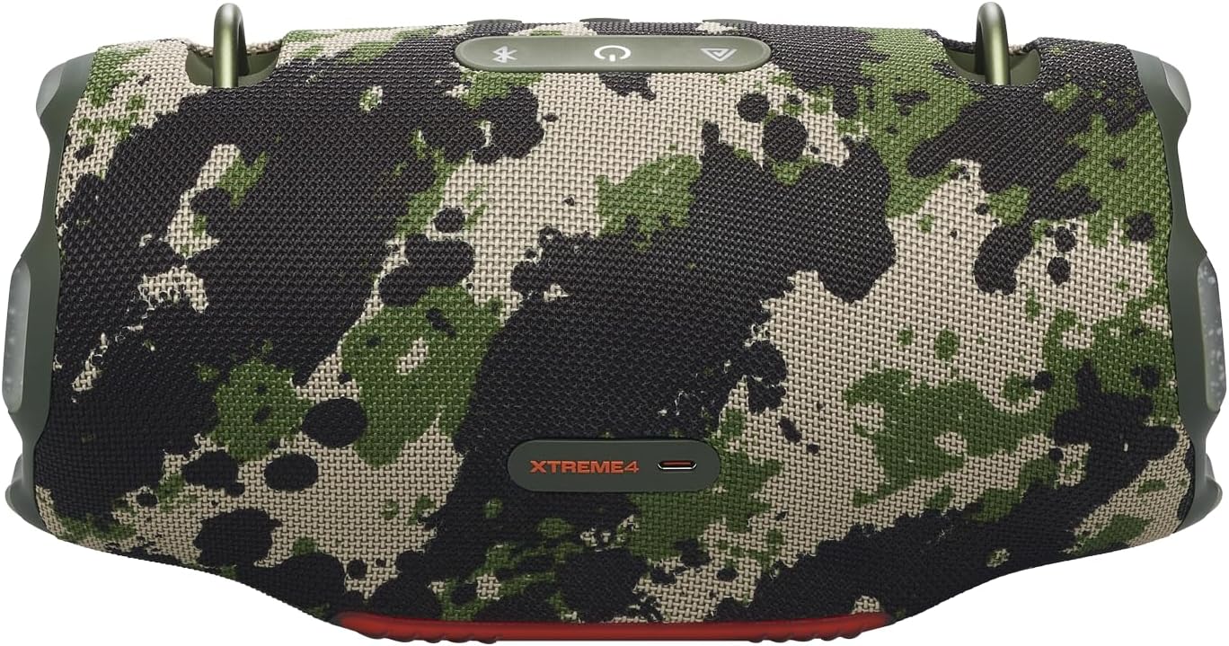 JBL Xtreme 4 Musikbox in Camouflage – Tragbare Bluetooth-Lautsprecher-Box mit tiefem Bass, KI-Sound-Boost und integrierter Powerbank – Wasserfest und staubfest – 24 Laufzeit