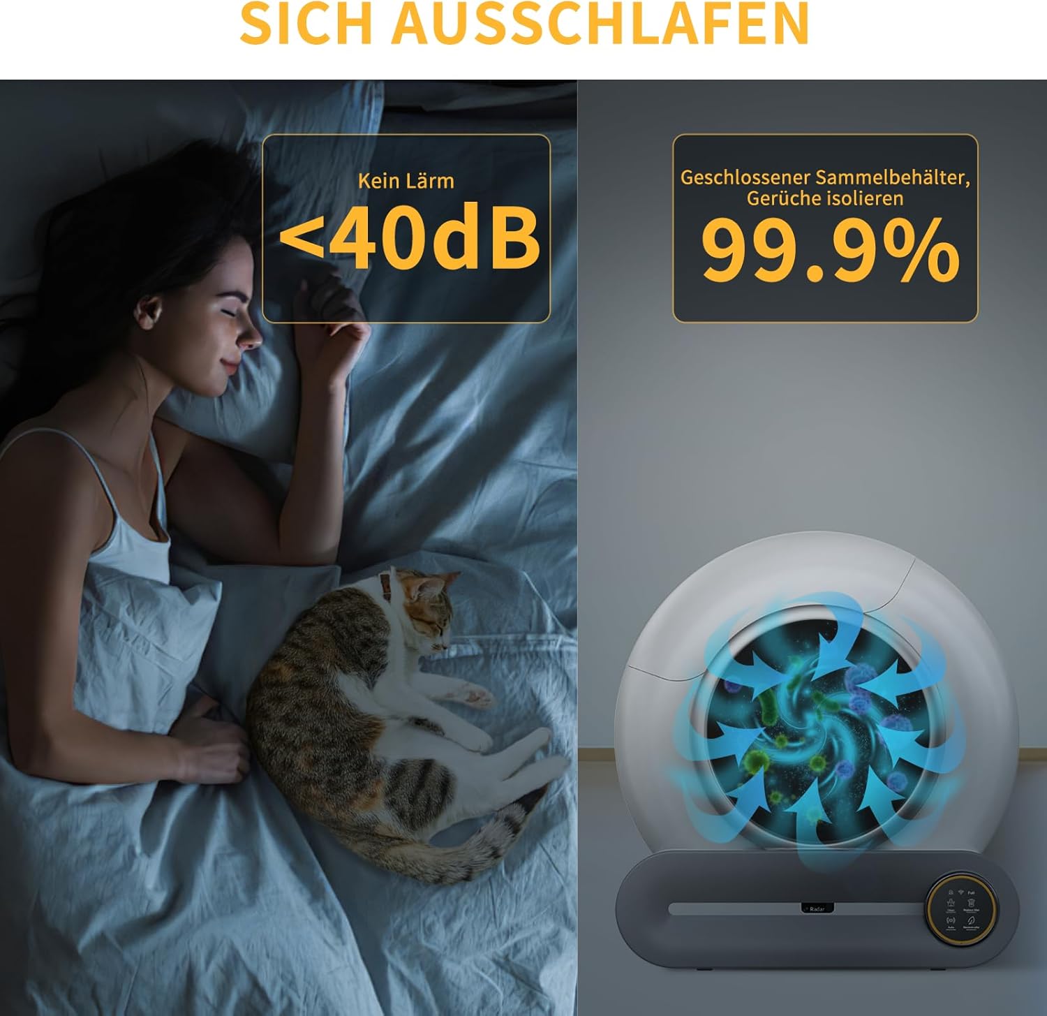 Katzenklo Selbstreinigend Katzentoilette Groß XXL 68L, Automatisches Katzenklo mit Müllsäcken, Niedriger Einstieg mit APP-Steuerung Elektrisches Katzenklo, für 2 Katzen Cat Selbstreinigendes Katzenklo