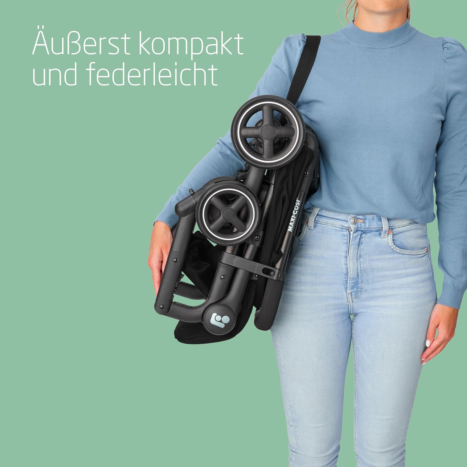 Maxi-Cosi Lara2 Baby Kinderwagen, 0–4 Jahre, 0–22 kg, federleichter, kompakter Buggy, 3 Liegepositionen, flache Liegeposition, klein zusammenklappbar, Schultergurt, Essential Graphite