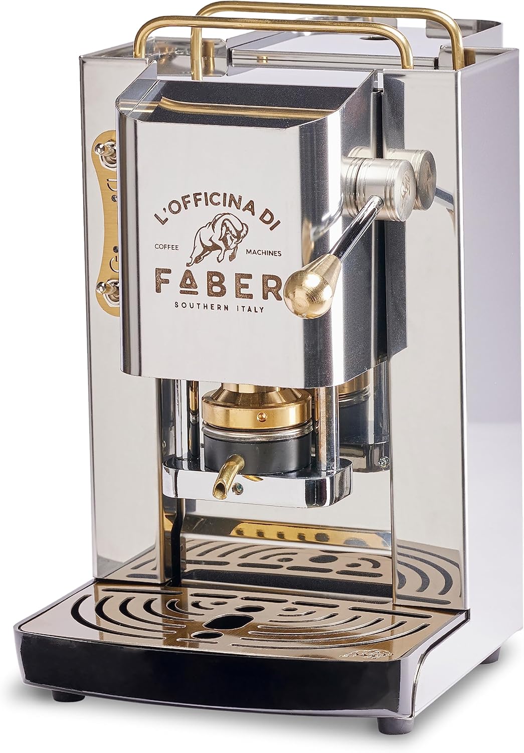 Faber PRO Total Deluxe Kaffeemaschine aus Messing, 44 mm Ese Papier, 1.3 liters, (Weiß)