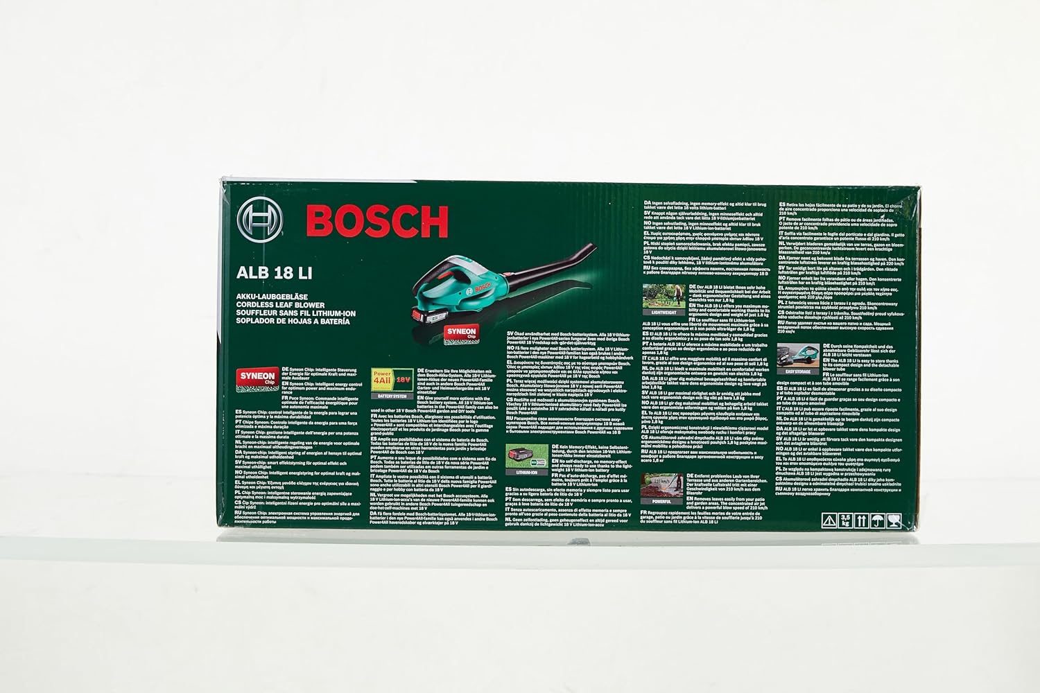 Bosch Home and Garden Akku Laubblser ALB 18 LI (1 Akku, Max. Geblsegeschwindigkeit 210 km/h, im Karton) Grün, Schwarz