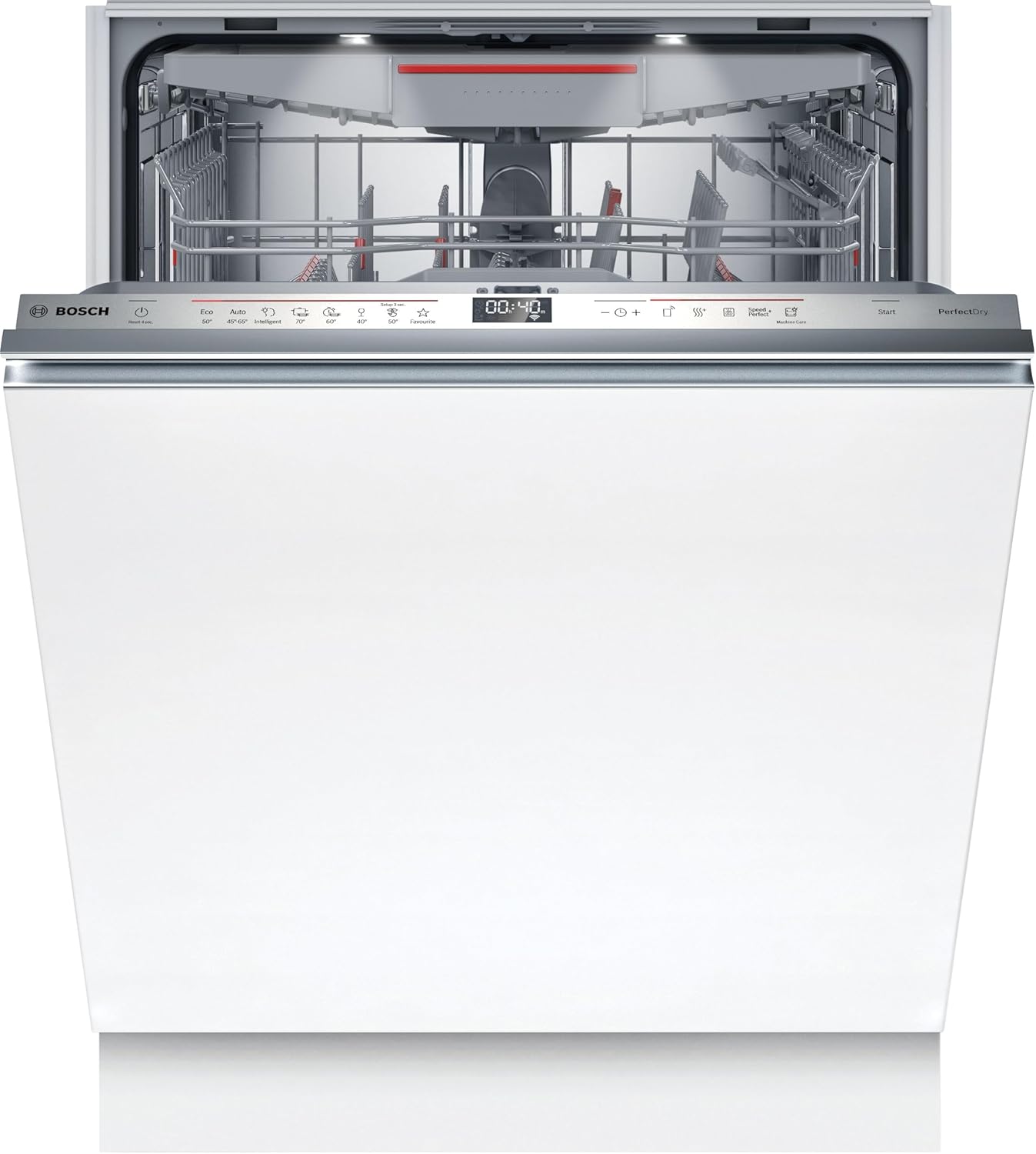 Bosch SMV4ETX08E, Serie 4, Smarter Geschirrspüler Vollintegriert 60 cm, Besteckkorb, Spülmaschine mit Programmassistent, besonders Leise, Rackmatic, Automatische Türöffnung, InfoLight, AquaStop